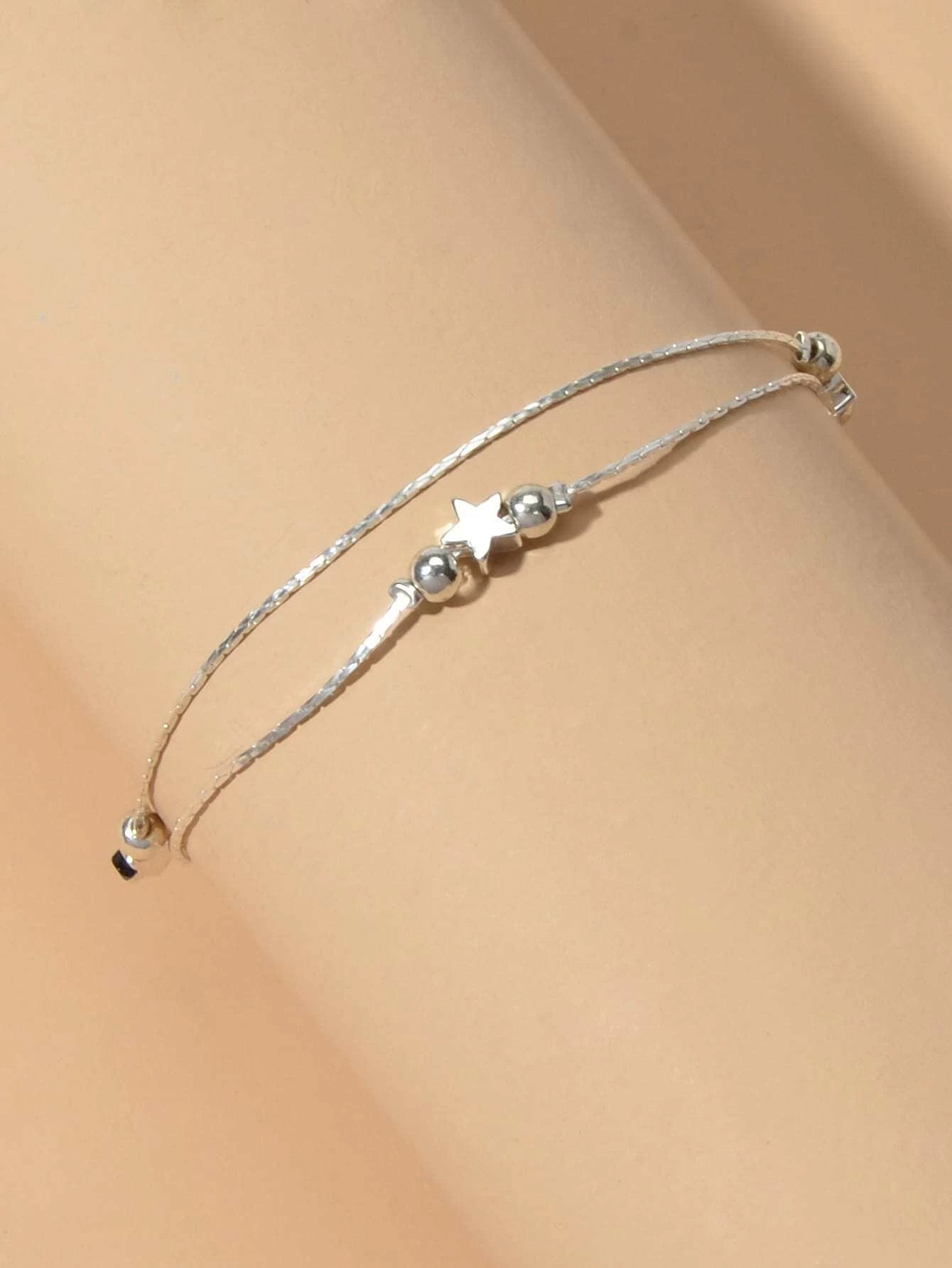 Boho Chic Beach Double layer Chain Beads Star Sandal Beaded Anklet Bracelet Gift