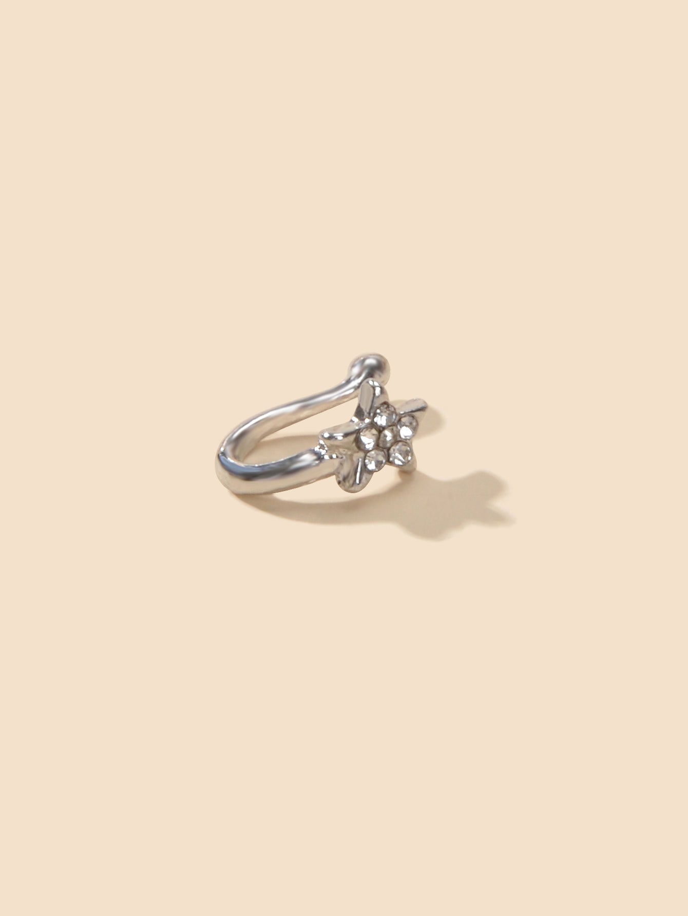 AU Local Star Nose Ring Fake Clip On Sparkly Hanger Rhinestone C Ring Jewellery