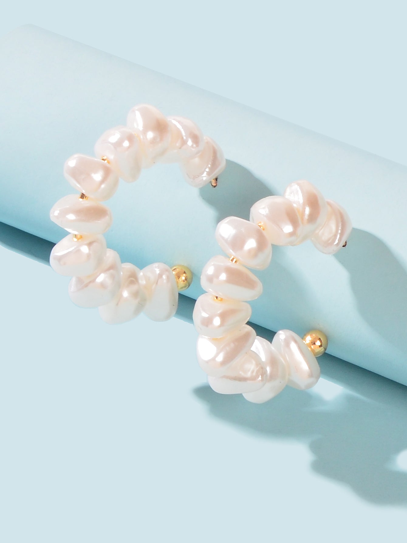Irregular Pearl Hoop Small Lightweight Huggie Earrings Women Wedding Anniversary