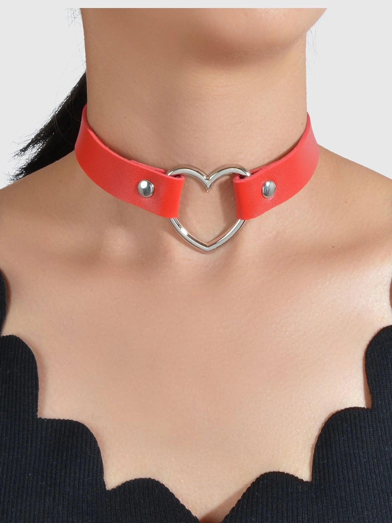 Punk Gothic Leather Love Heart Choker Collar Buckle Necklace Teens Stunning Gift
