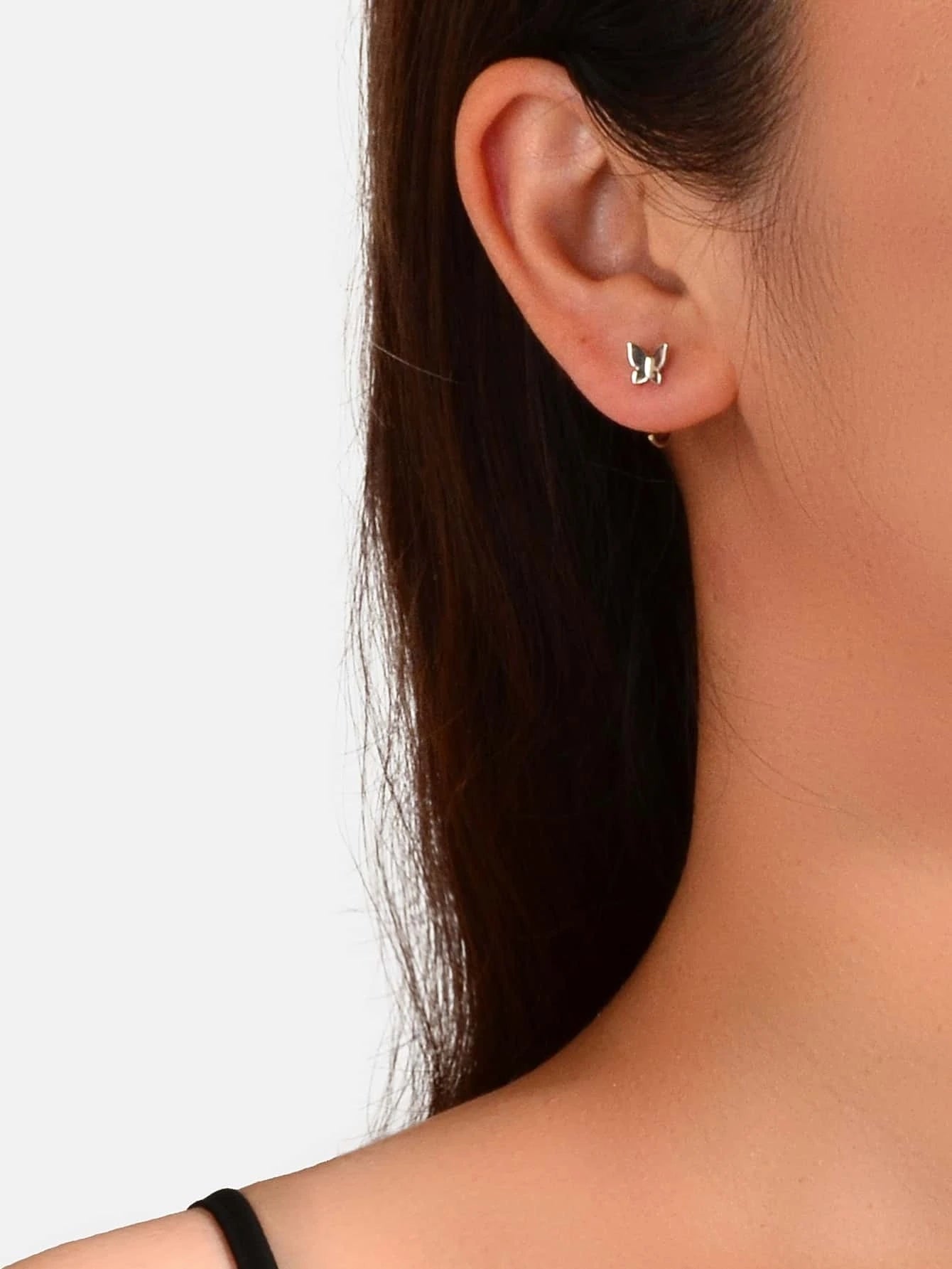 Minimalist Gold Silver Butterfly Cute Hoop Earrings Cute Stud Women Accessories