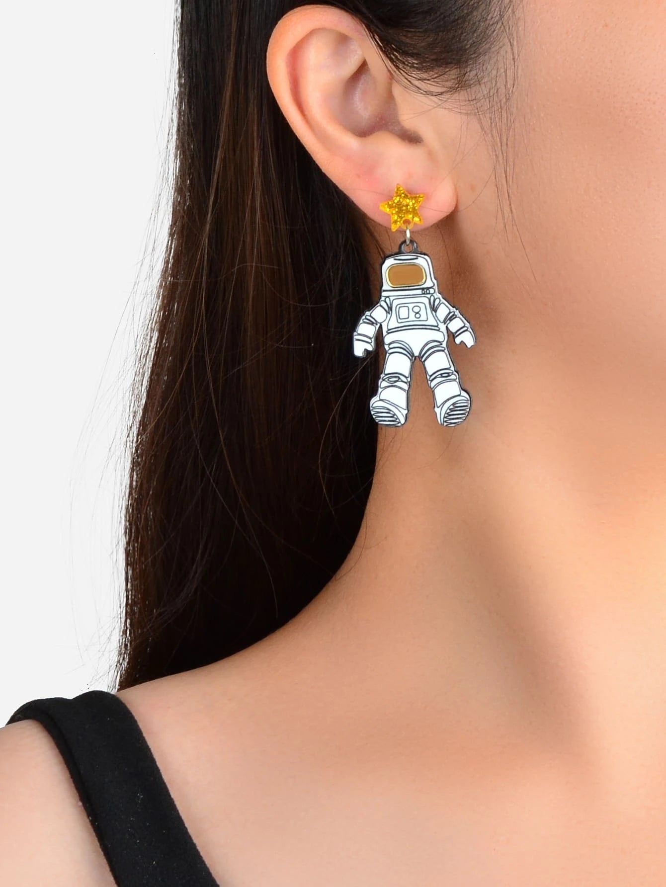Creative Personality Accessories Resin Star Astronaut Statement Dangle Earrings