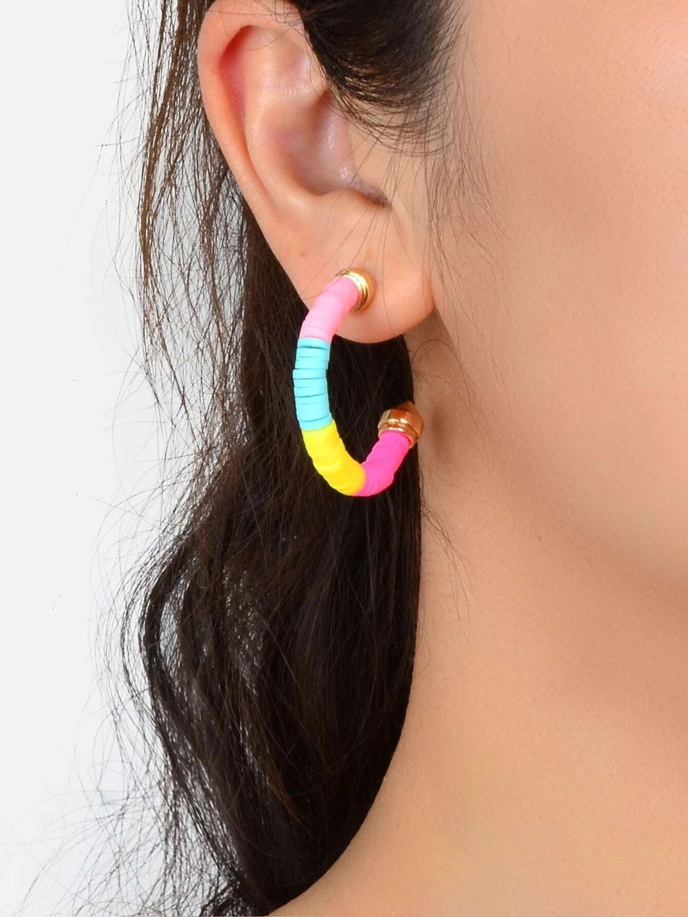 Candy Color Handmade Silicone Sheet Wrap C Shape Accessories Stud Hoop Earrings