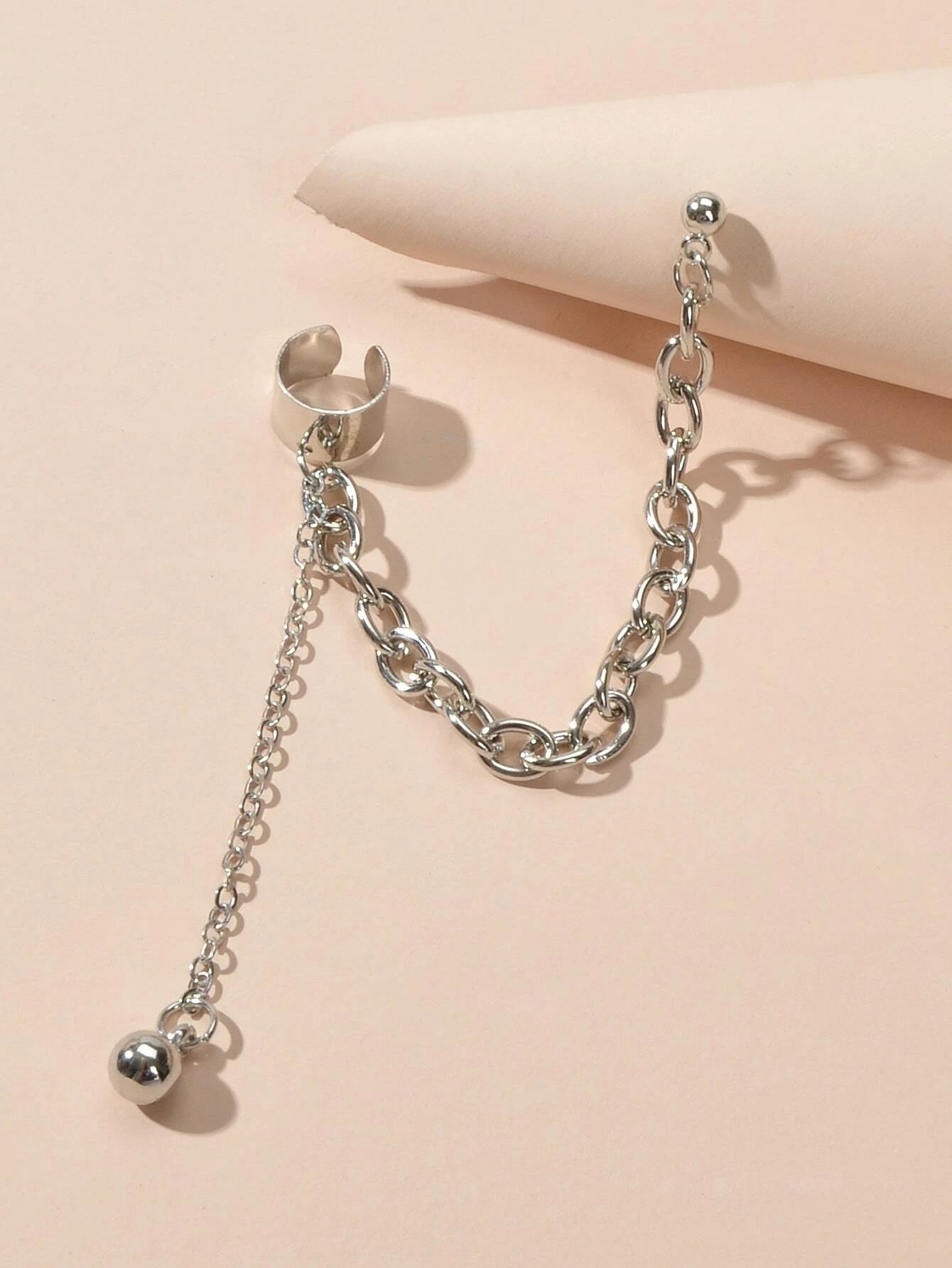 1 pc Punk Women Jewellery Silver Chain Stud Earrings Ear Cuff Wholesale Price
