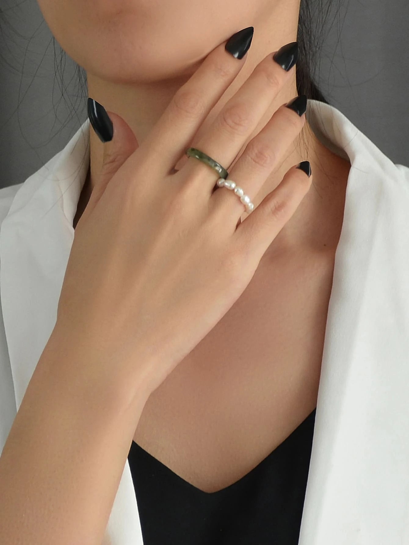 2pcs Pearl Elastic Ring New Women Accessories