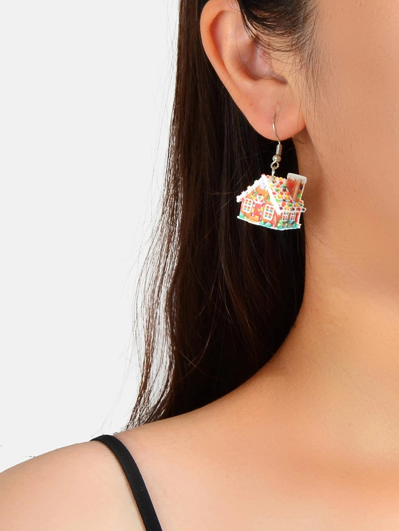 Colorful Christmas Jewellery Snow House Drop Dangle Earrings Party Festival Gift
