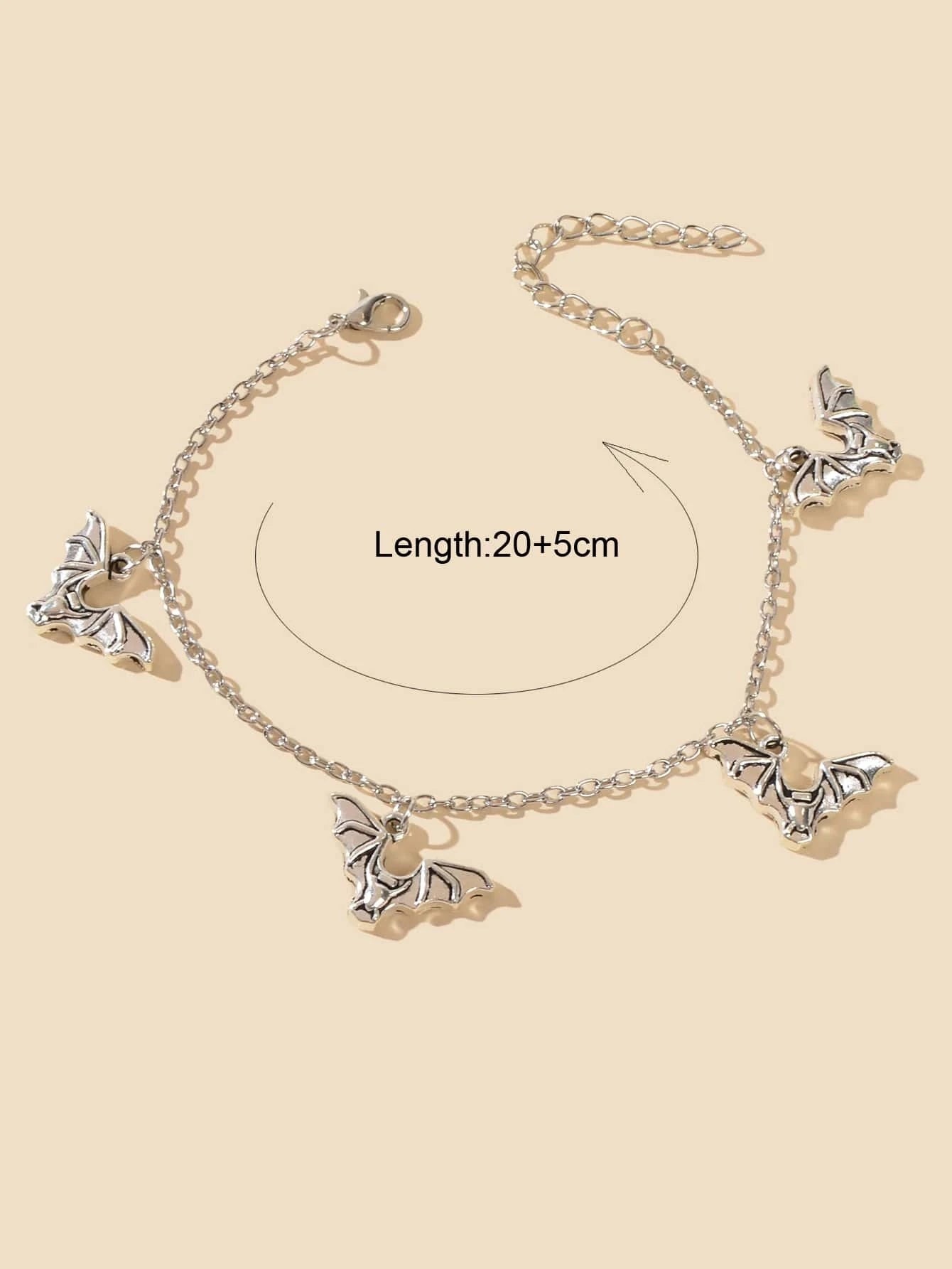 Foot Beach Jewellery Silver Chain Bat Charm Anklet Punk Bracelet Halloween Gift