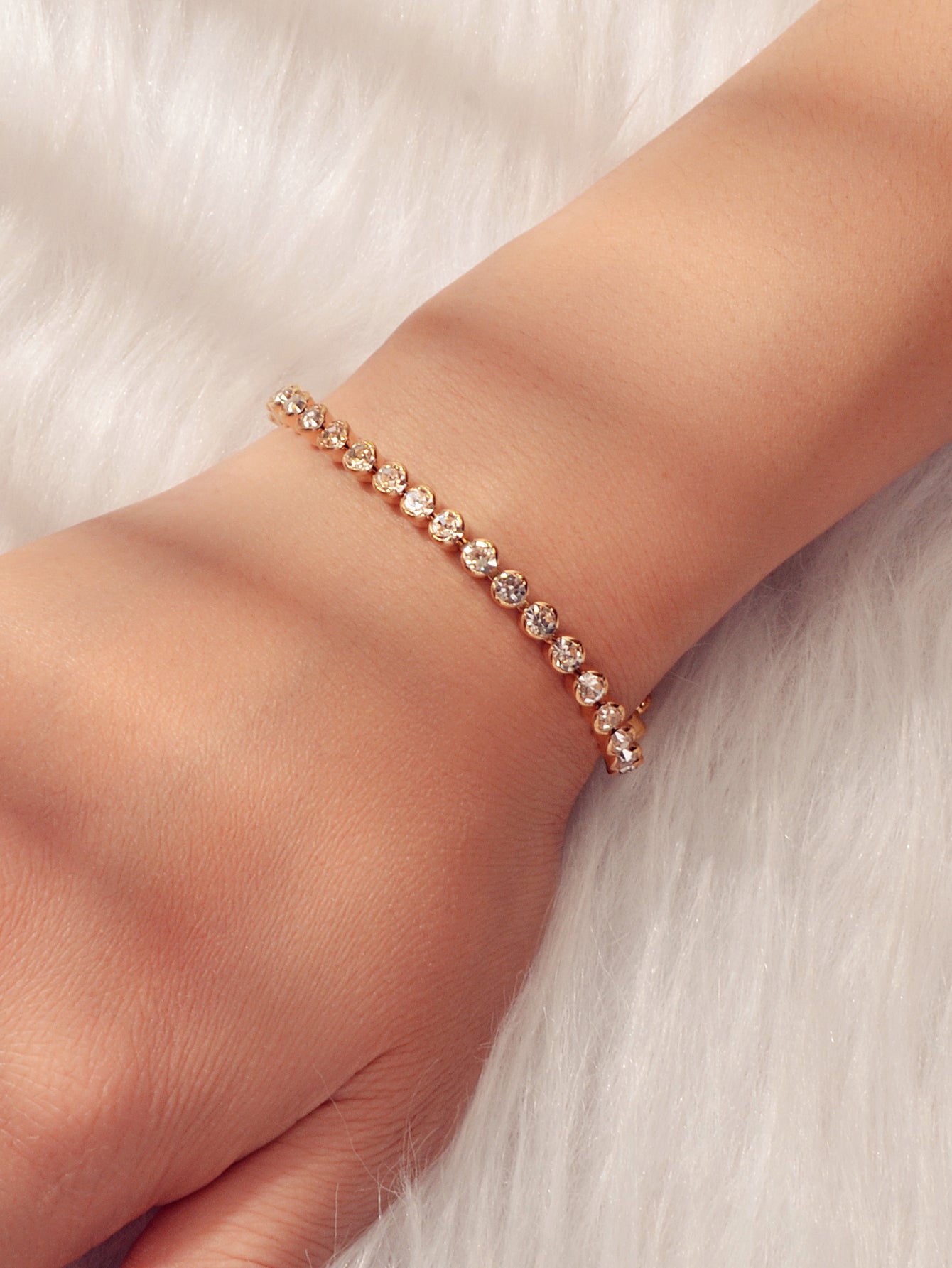 Luxury Full Rhinestone Tennis Bracelet Girl Bling Crystal Wedding Party Jewelry