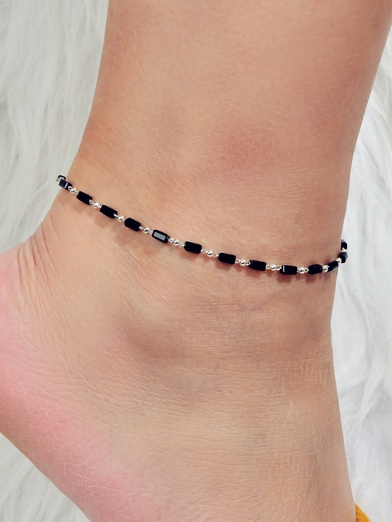 1 pc Foot Beach Jewellery Gold Chain Handmade Black Beads Anklet Bracelet Gift