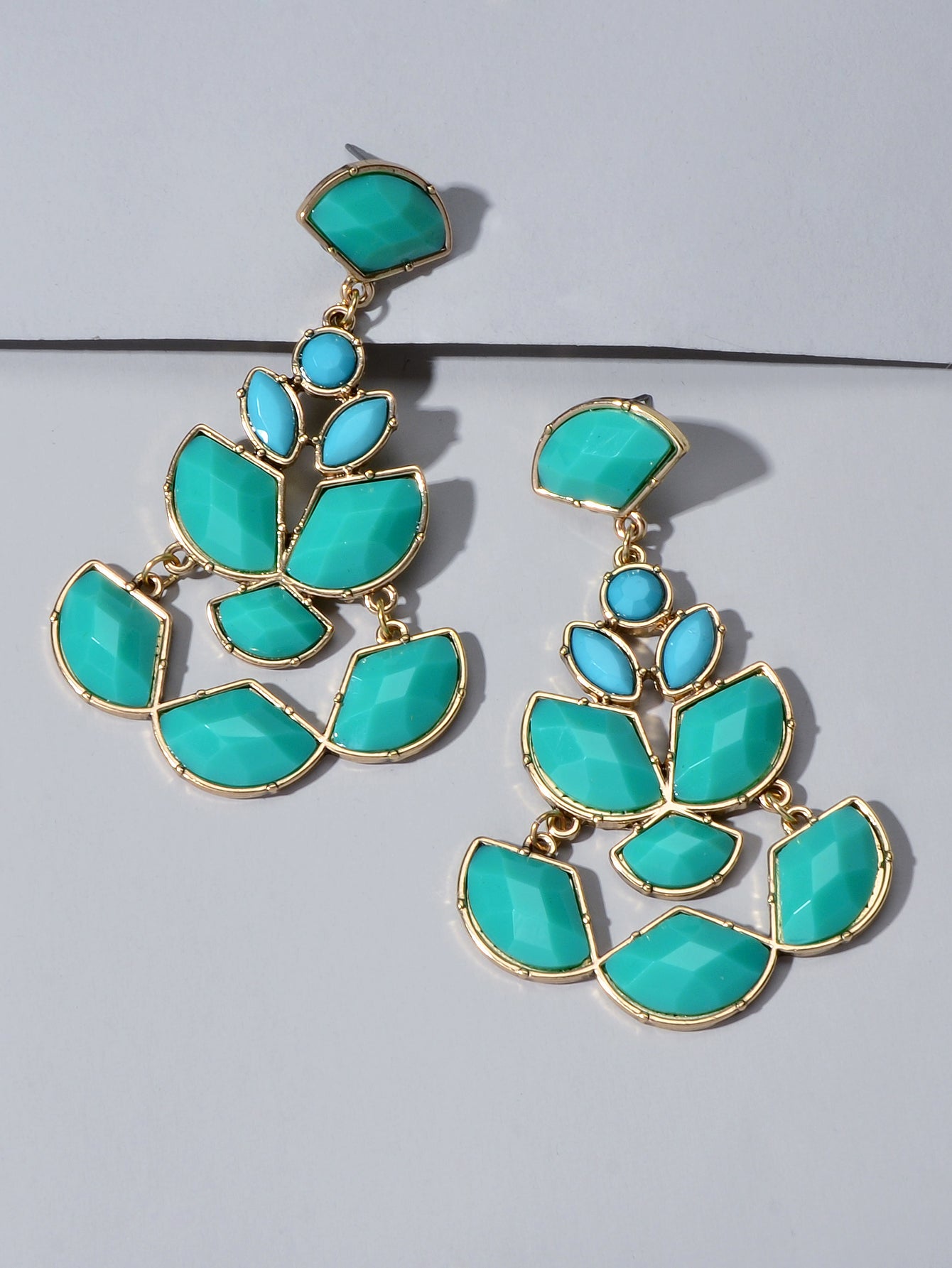 Ethnic Jewellery Black Green Geometric Chandelier Dangle Earrings Women Gift