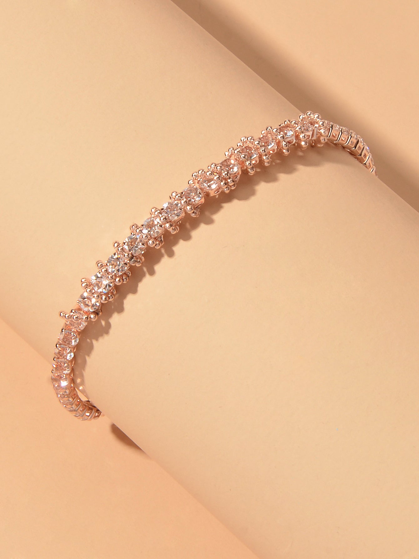 Trendy Rhinestone Sparkle Bling Crystal Tennis Bracelet Adjustable Wristband