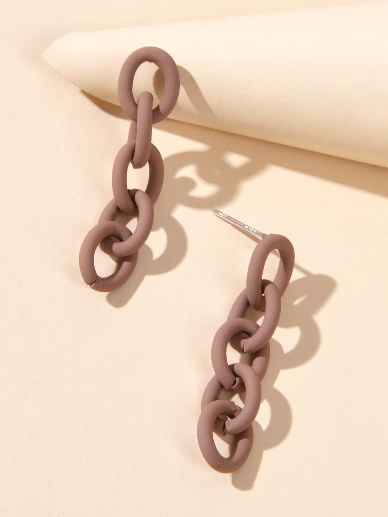 Party Decoration for Women Brown Lock Chain Dangle Hypoallergenic Stud Earrings