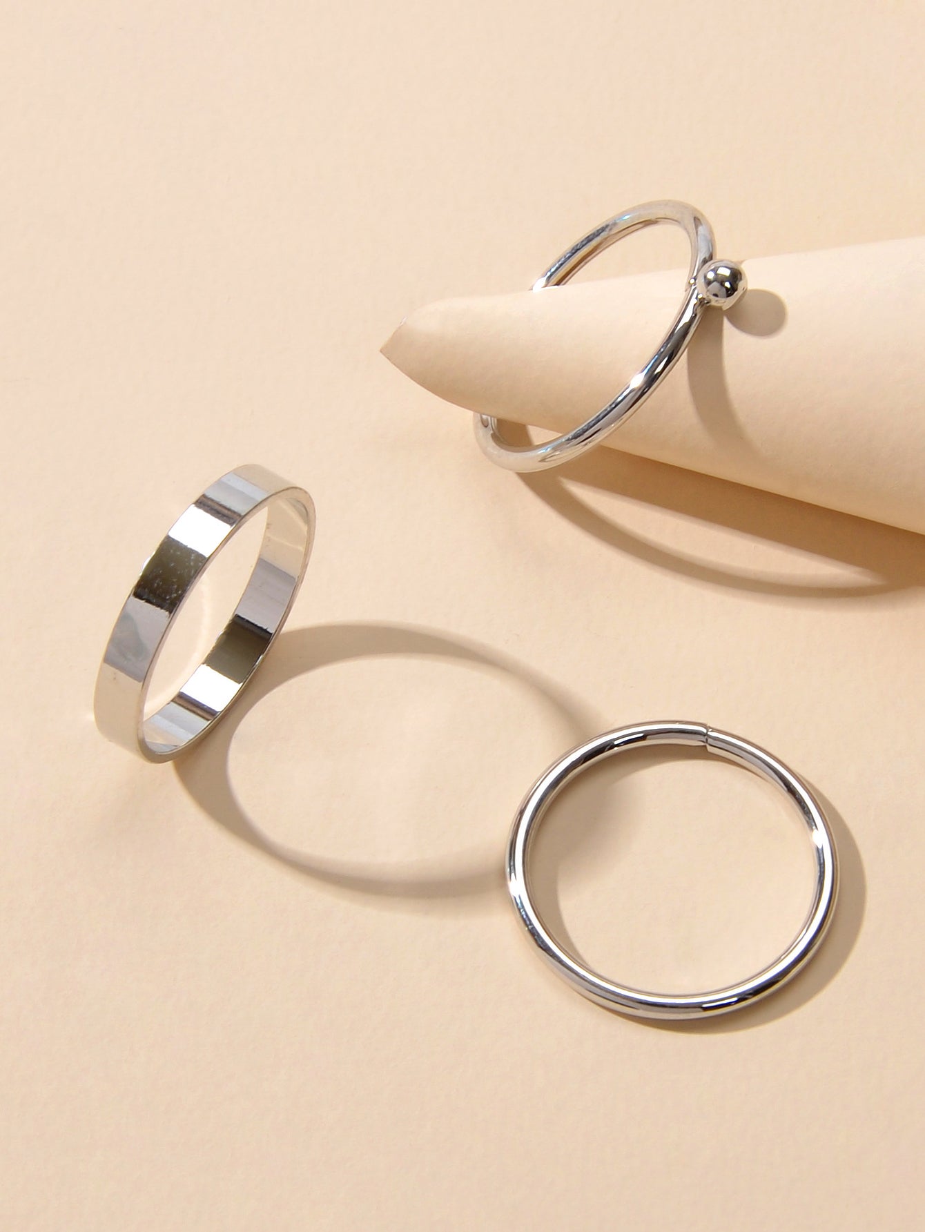 Stackable 3 pcs Gold Metal Minimalist Finger Ring set Multiple Rings Bulk Pack