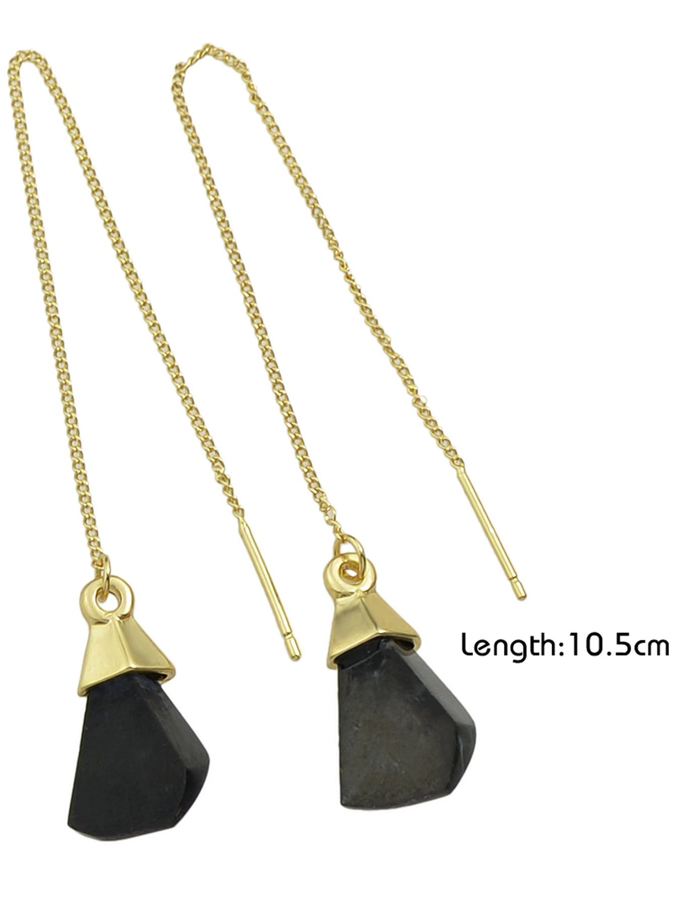 Ethnic American Jewellery Long Chain Black White Stone Boho Chic Dangle Earrings
