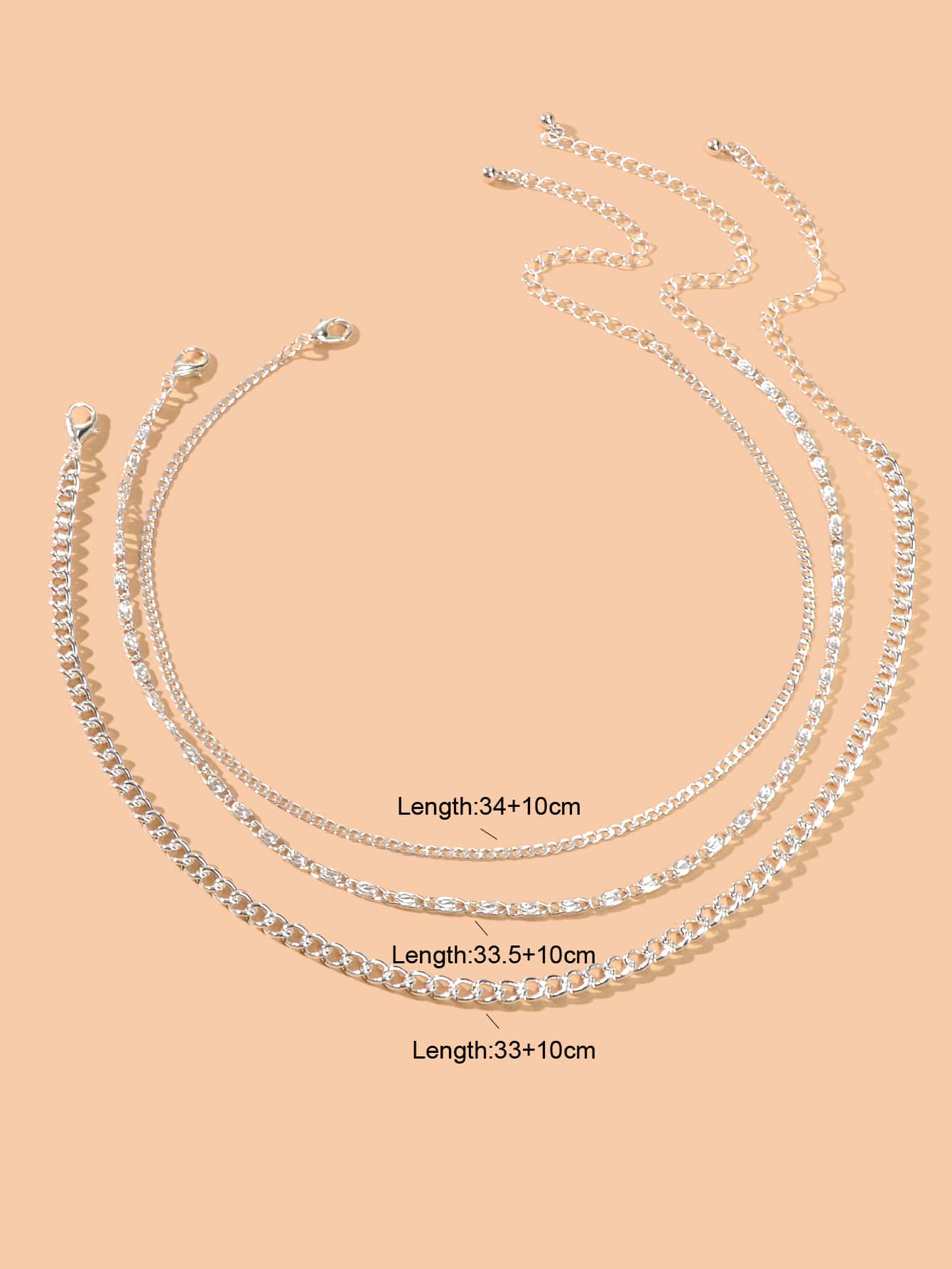 3 pcs Gold Silver Chain Boho Chic Minimalist Necklace Women Accessories Jewelry