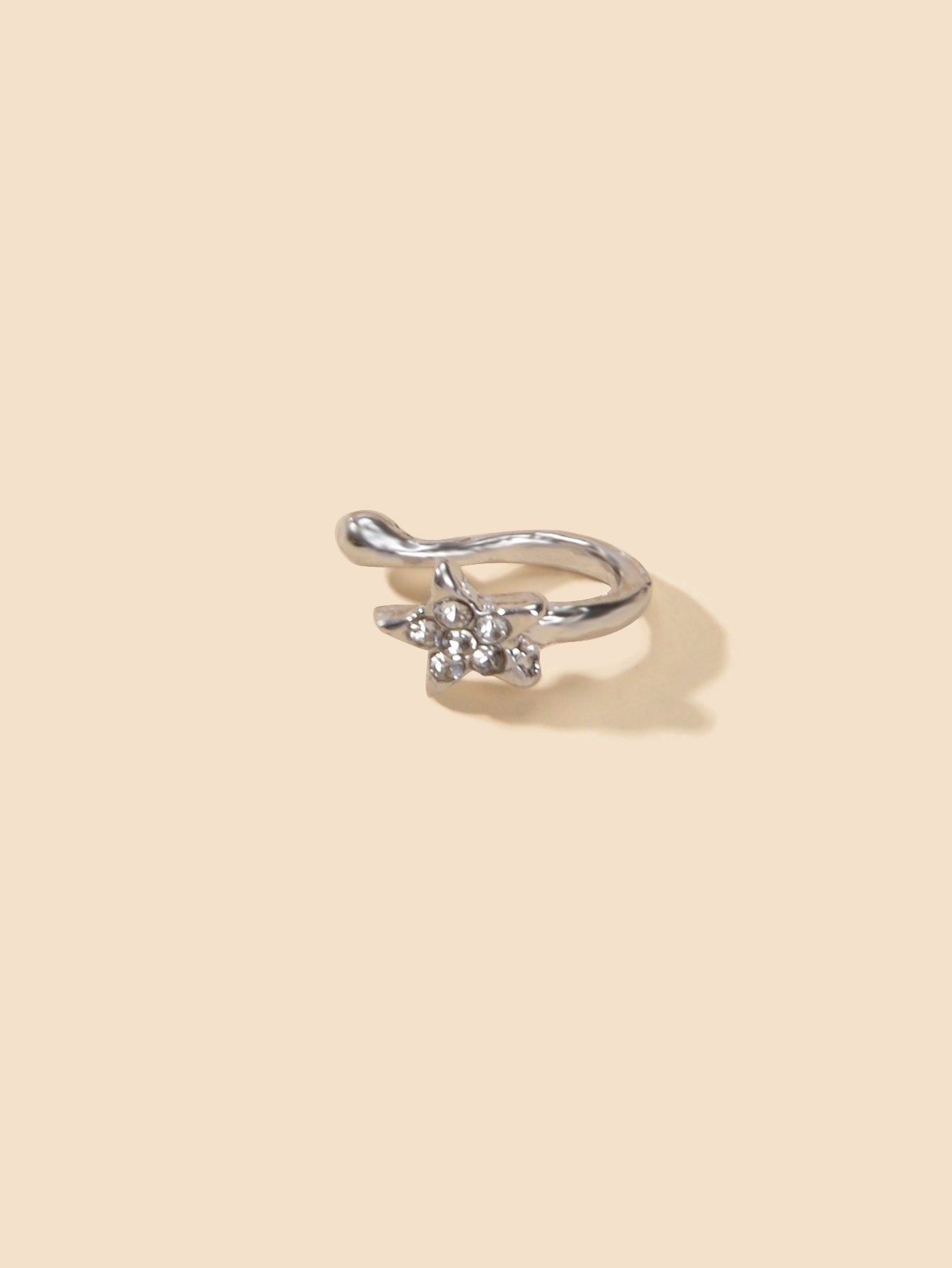 AU Local Star Nose Ring Fake Clip On Sparkly Hanger Rhinestone C Ring Jewellery