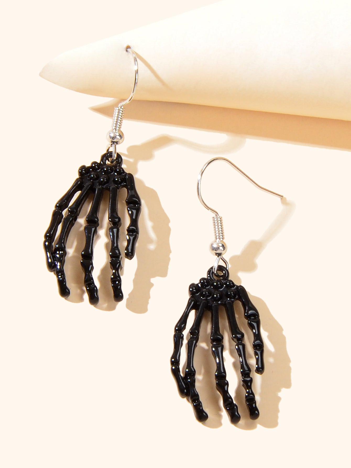 Punk Style Gothic Halloween Black Hand Skeleton Bone Men Women Dangle Earrings