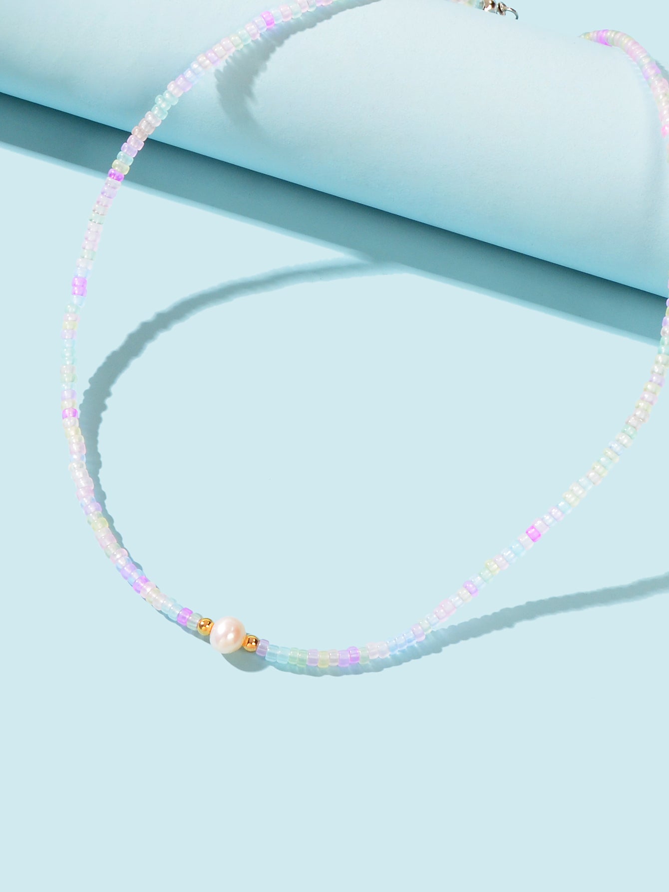 Bohemian Seed Beads Necklace Handmade Colourful Beaded Pearl Choker Jewellery