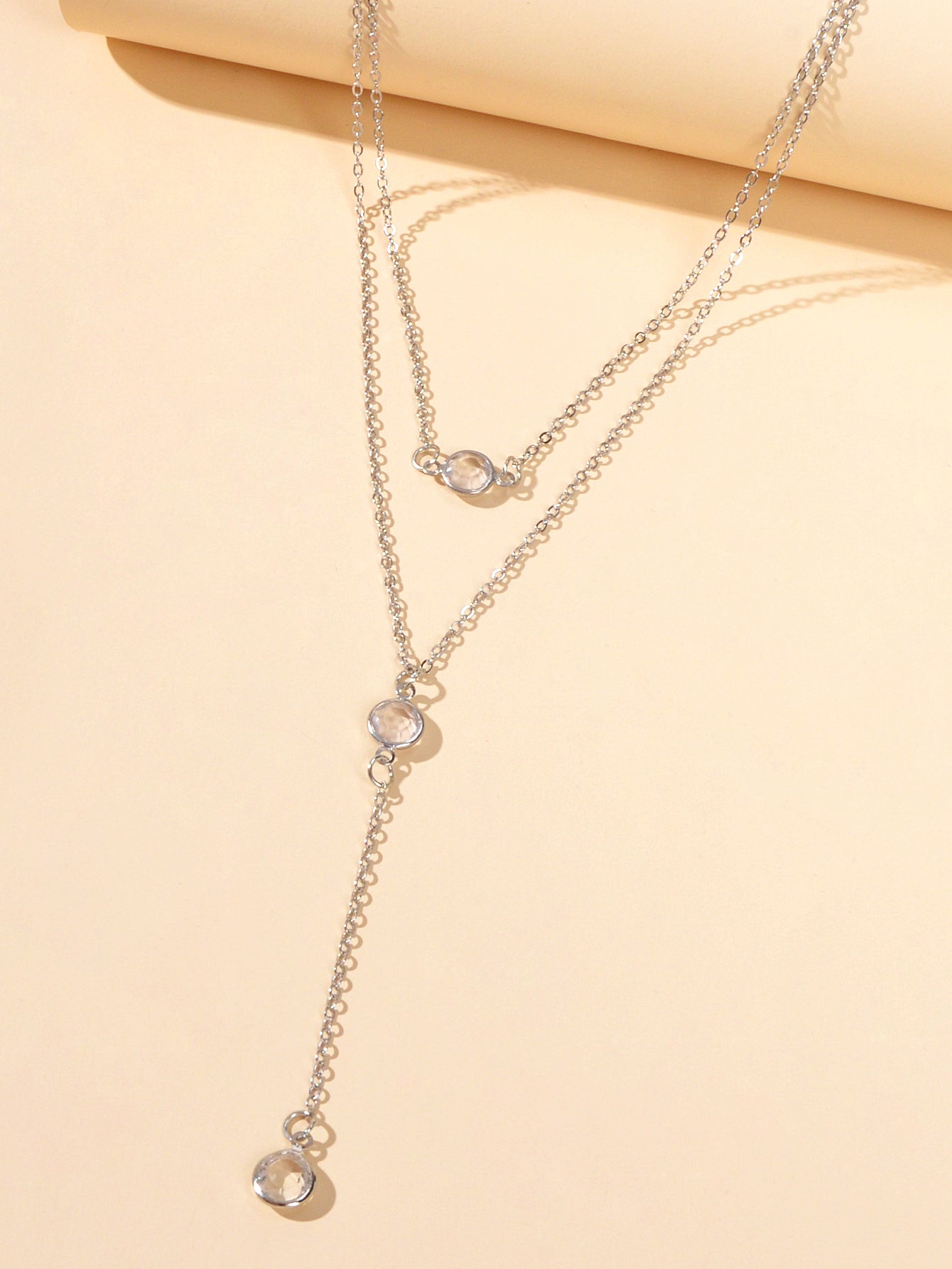 Female Gold Silver Chain Double Layered Necklace Long Chain Dangle Y Necklace