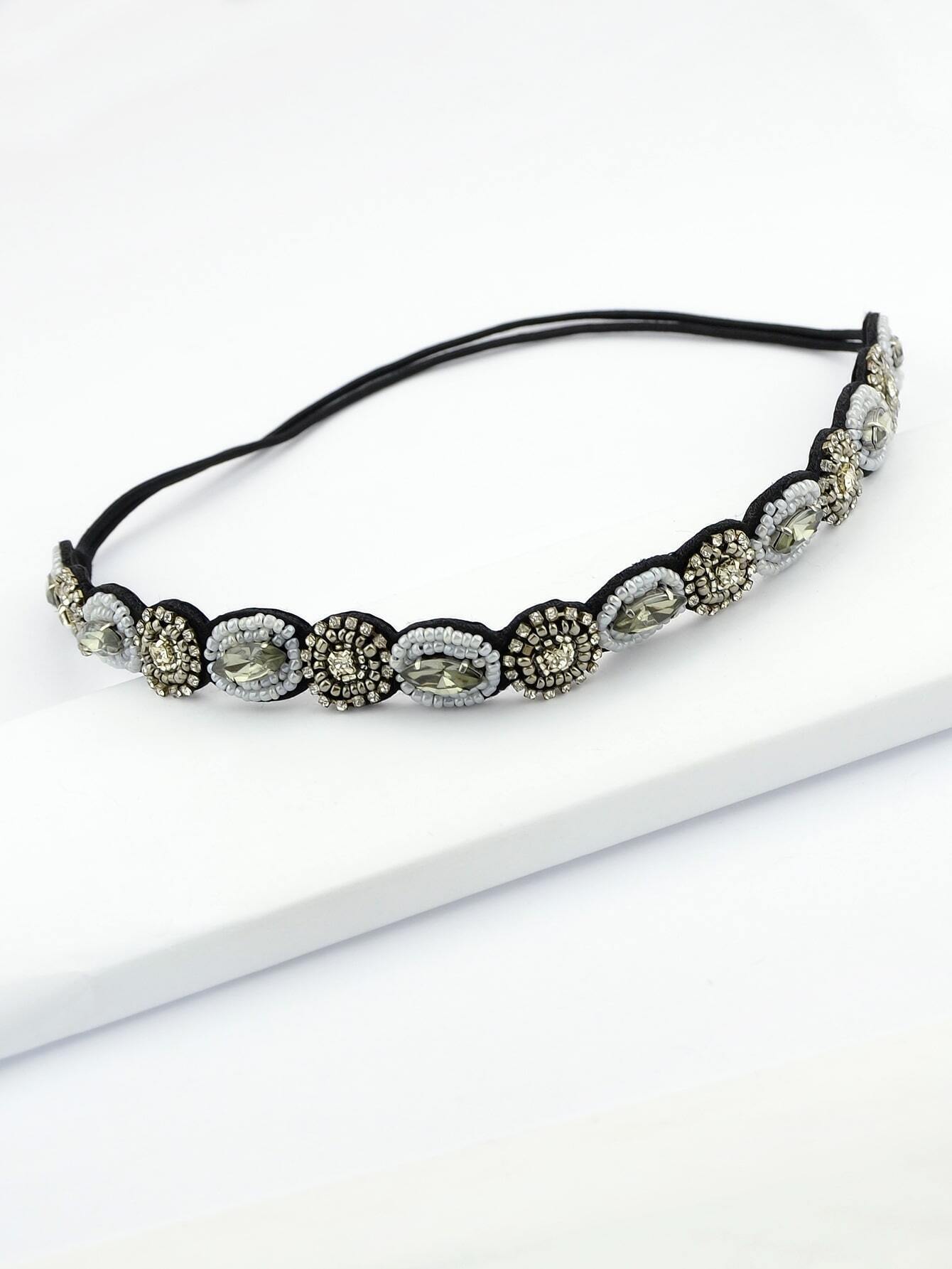 Handmade Braided Rhinestone Pearl Elastic Headbands Hair Bands Hair Accessories