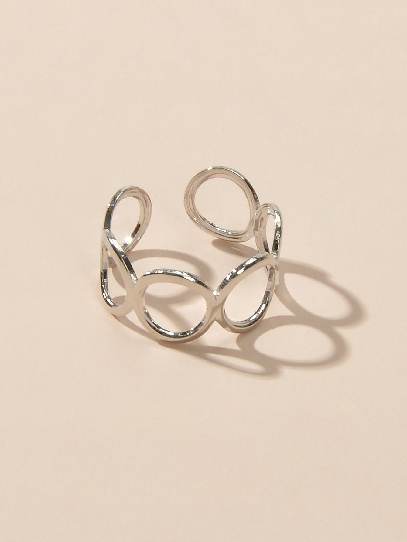 Party Minimalist Style Gold Silver Circle Metal Punk Midi Knuckle Open Cuff Ring