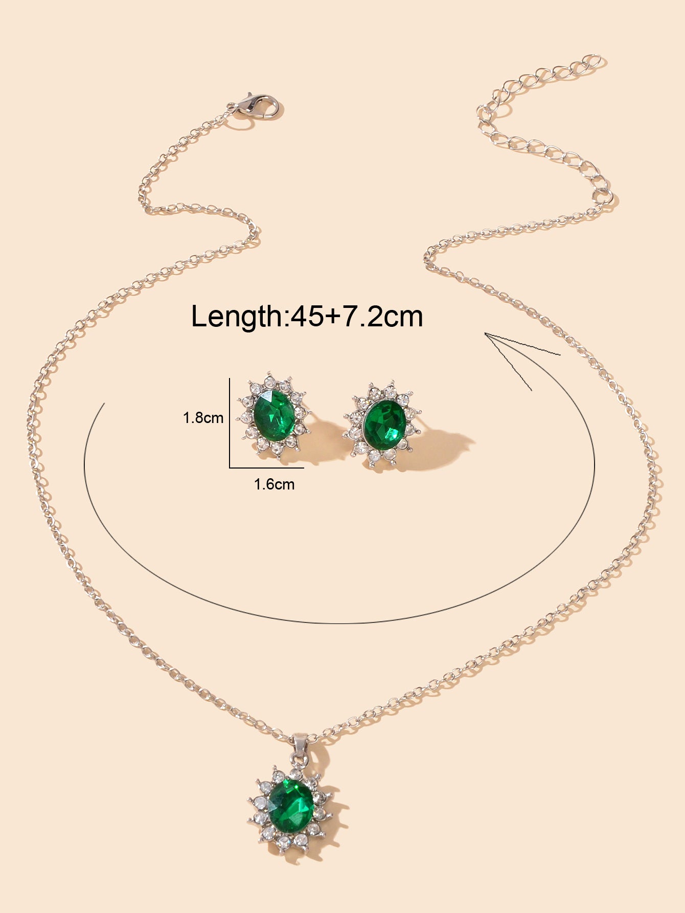 Anniversary Wedding Jewelry Blue Simulated Gemstone Charm Necklace Stud Earrings