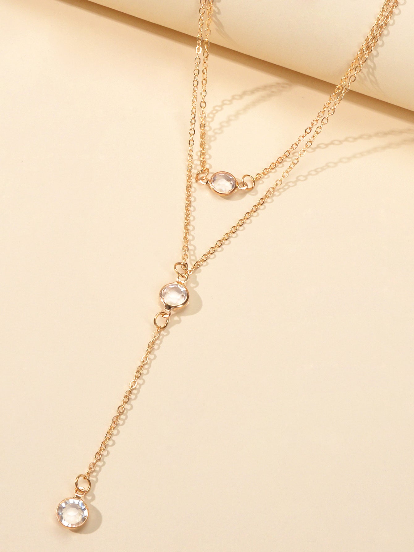 Female Gold Silver Chain Double Layered Necklace Long Chain Dangle Y Necklace