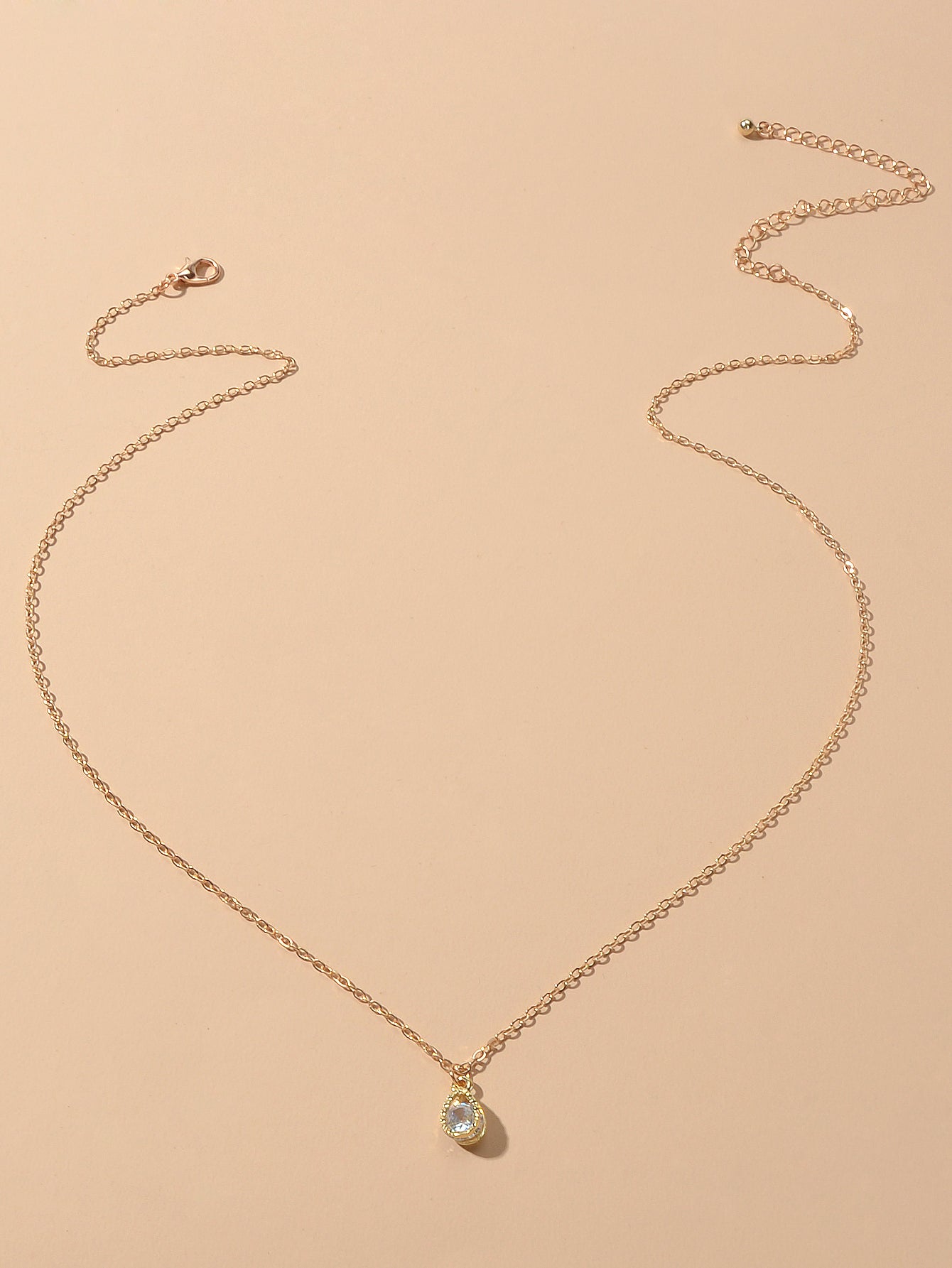 Charming Gold Chain Simulated Cubic Zirconia Water Drop Pendant Necklace Wedding
