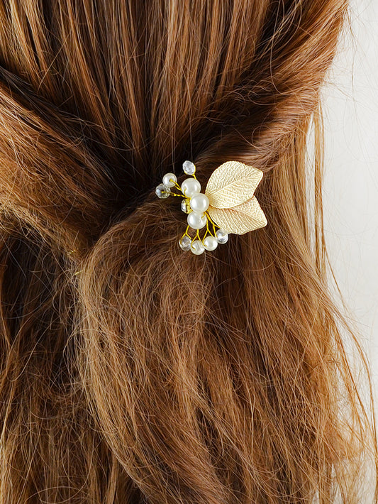 Hair Accessories Pearl Beads Gold Leaf Hair Sticks Wedding Party Hair Clips Gift