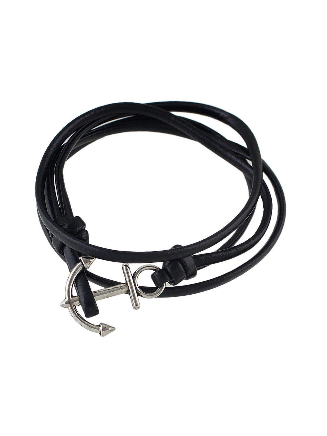 Nautical Jewelry Black Blue Pu Leather Anchor Wrap Bracelet Women Men Wristbands