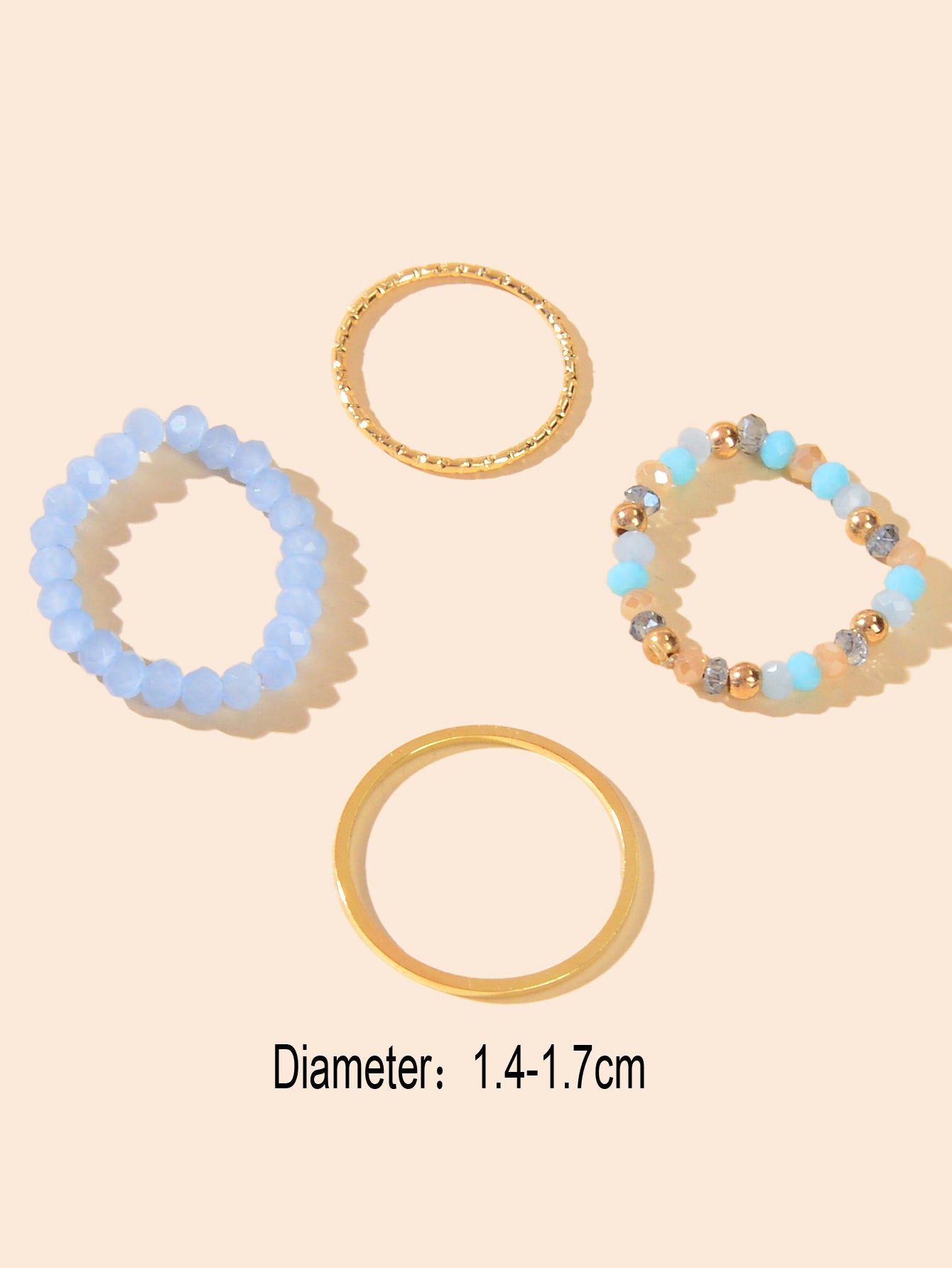 4 pcs Elastic Beads Toe Rings Band Open Boho Midi Tail Ring set Beach Jewellery