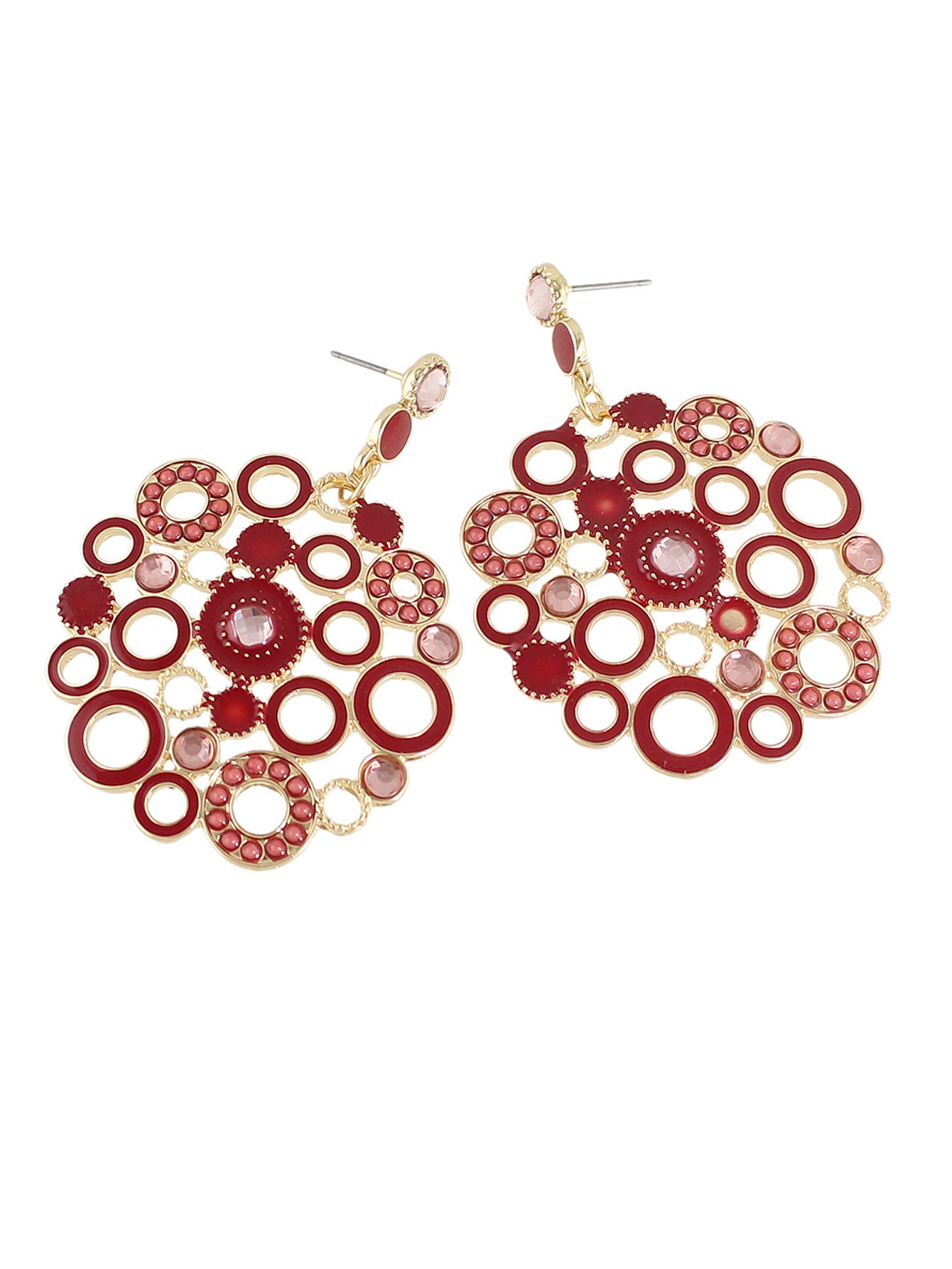 Female Jewellery Rhinestone Colorful Enamel Circle Chunky Party Holiday Earrings