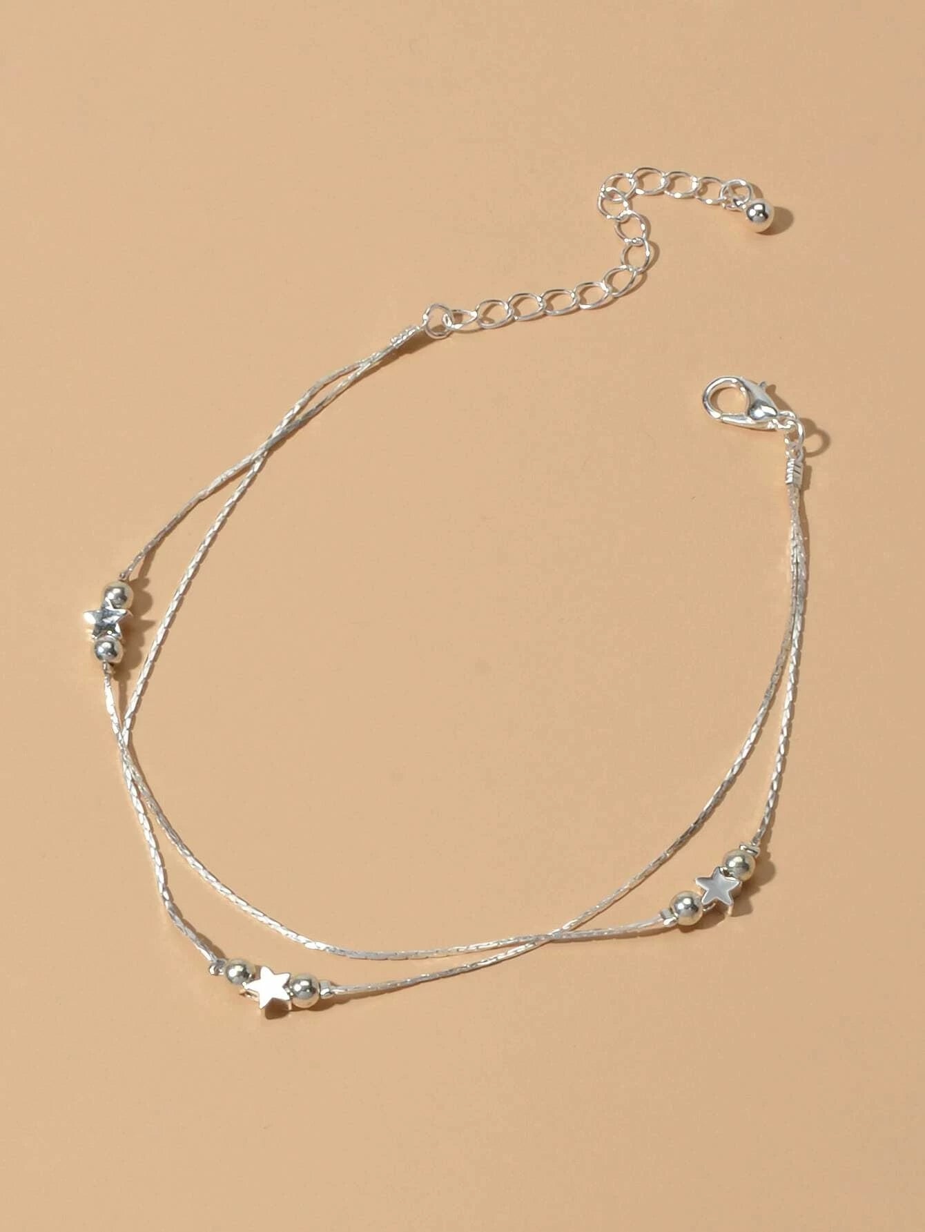 Boho Chic Beach Double layer Chain Beads Star Sandal Beaded Anklet Bracelet Gift