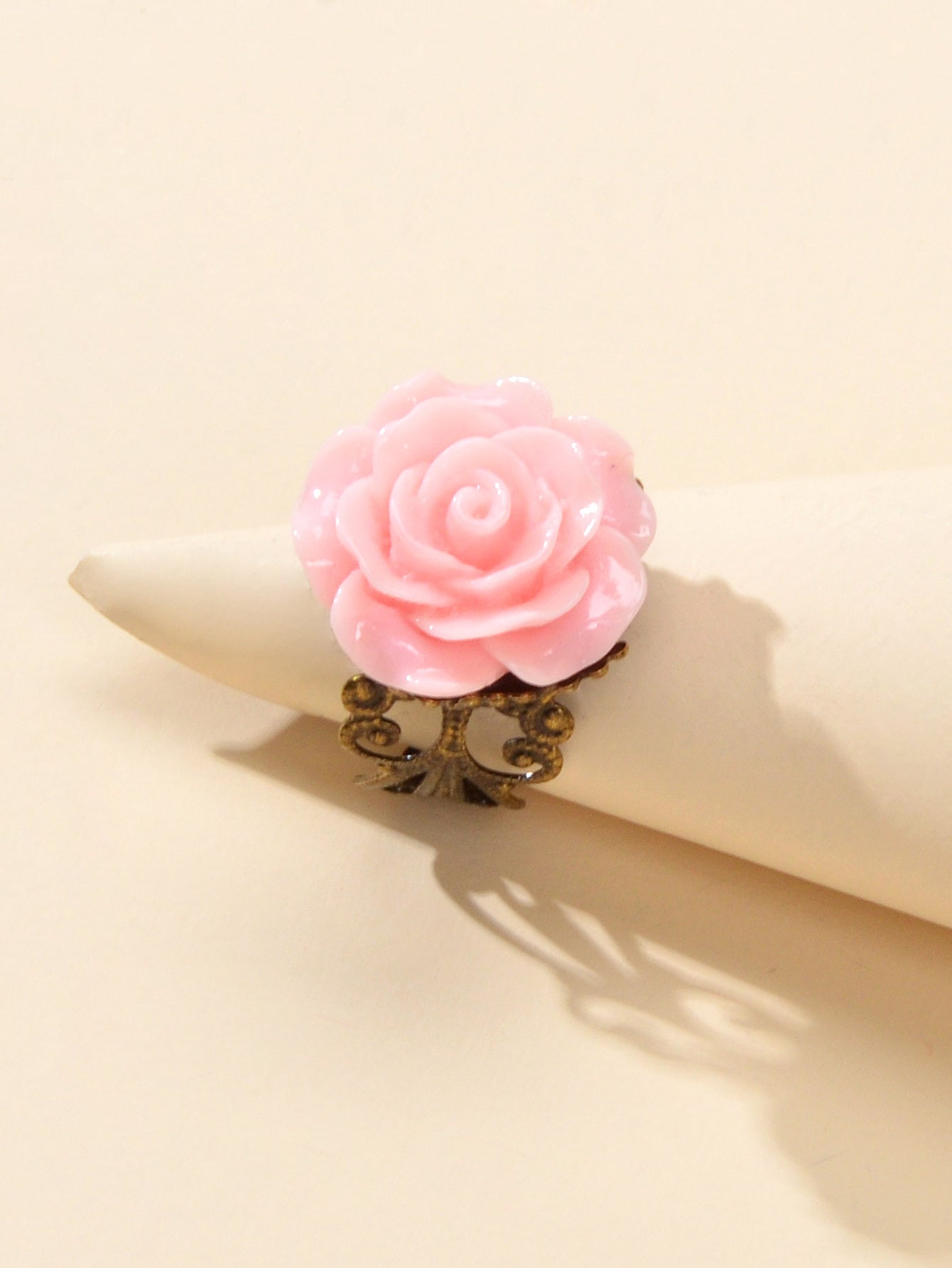 Retro Gothic Jewellery Resin Flower Open Cuff Finger Ring Antique Accessories