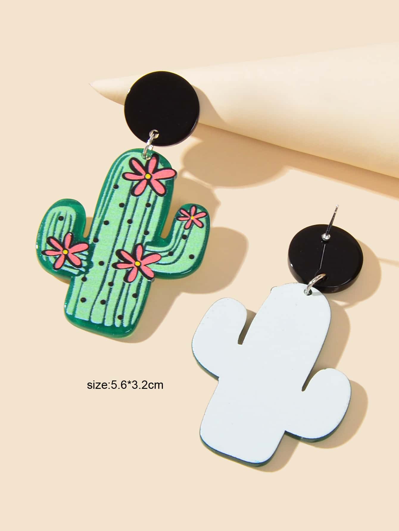 Bohemian Jewelry Cute Green Resin Cactus Dangle Earrings for Women Holiday Party