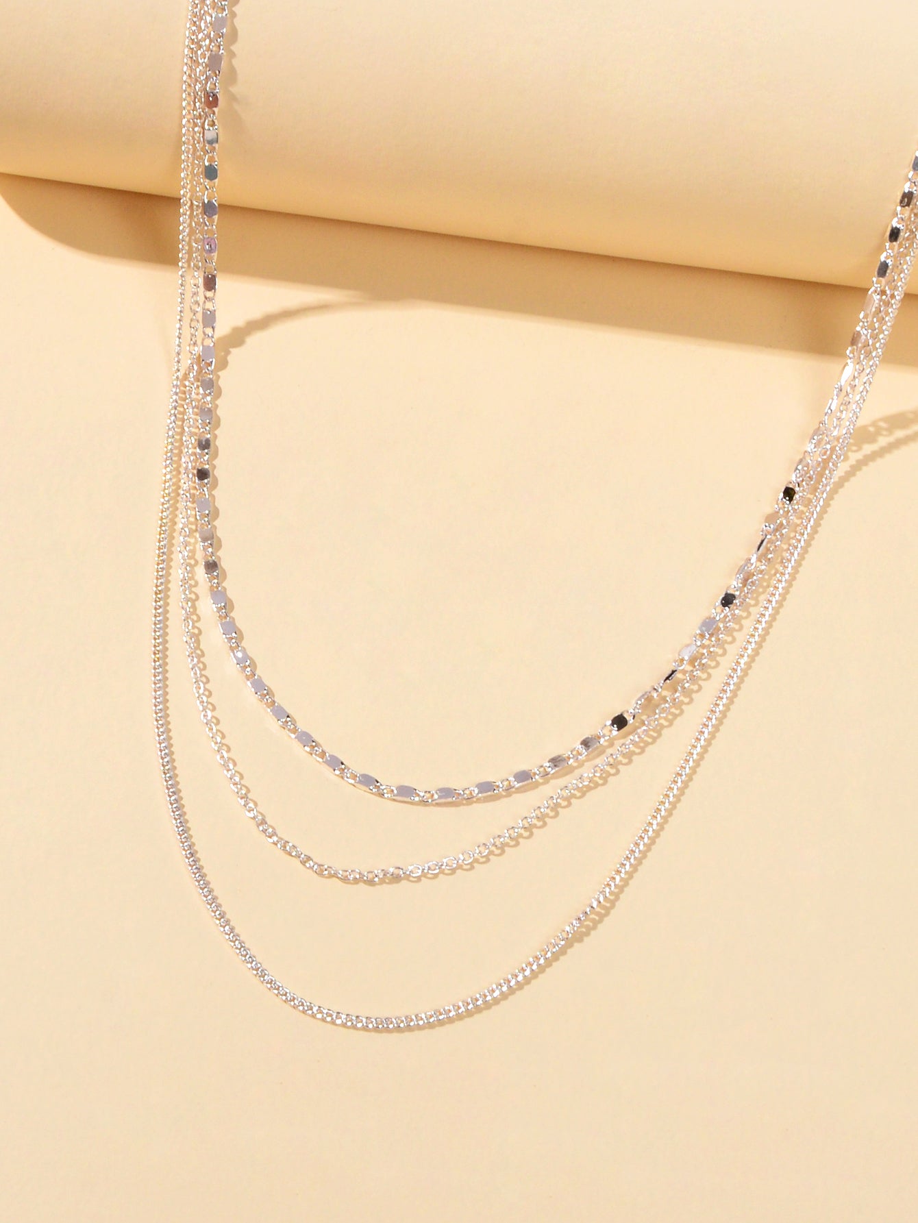 Women Collar Silver Multi-layer Chain Necklace Minimalist Party Decoration Gift