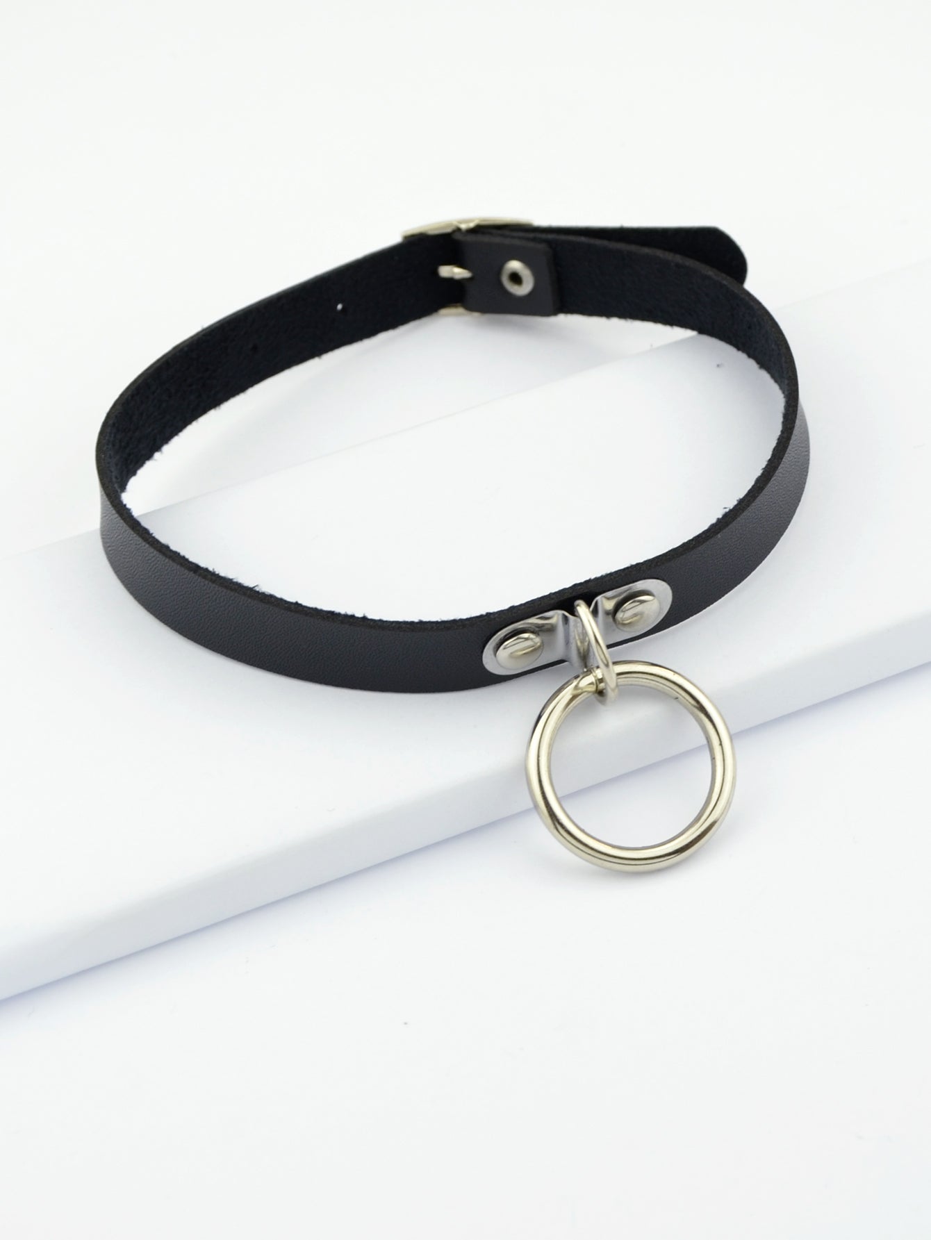 Punk Hip Hop 90s Circle Charm Belt Leather Grunge Collar Tattoo Choker Necklace