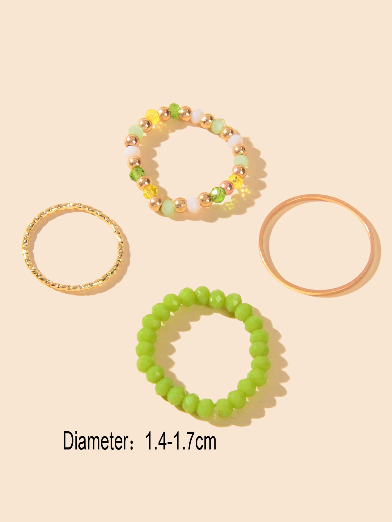 4 pcs Elastic Beads Toe Rings Band Open Boho Midi Tail Ring set Beach Jewellery