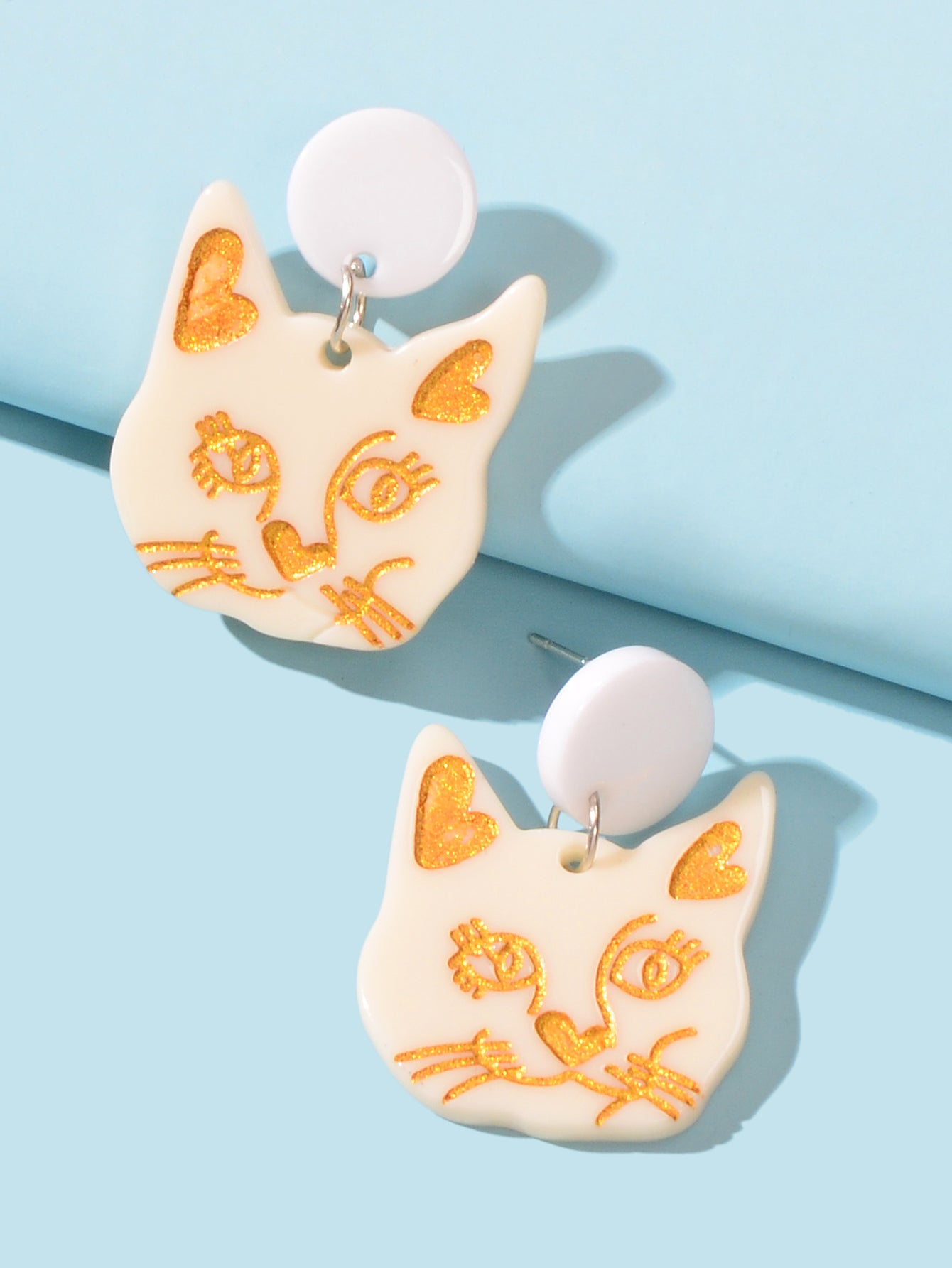Party Jewellery Gift Black Beige Acrylic Dangle Cute Animal Cartoon Cat Earrings