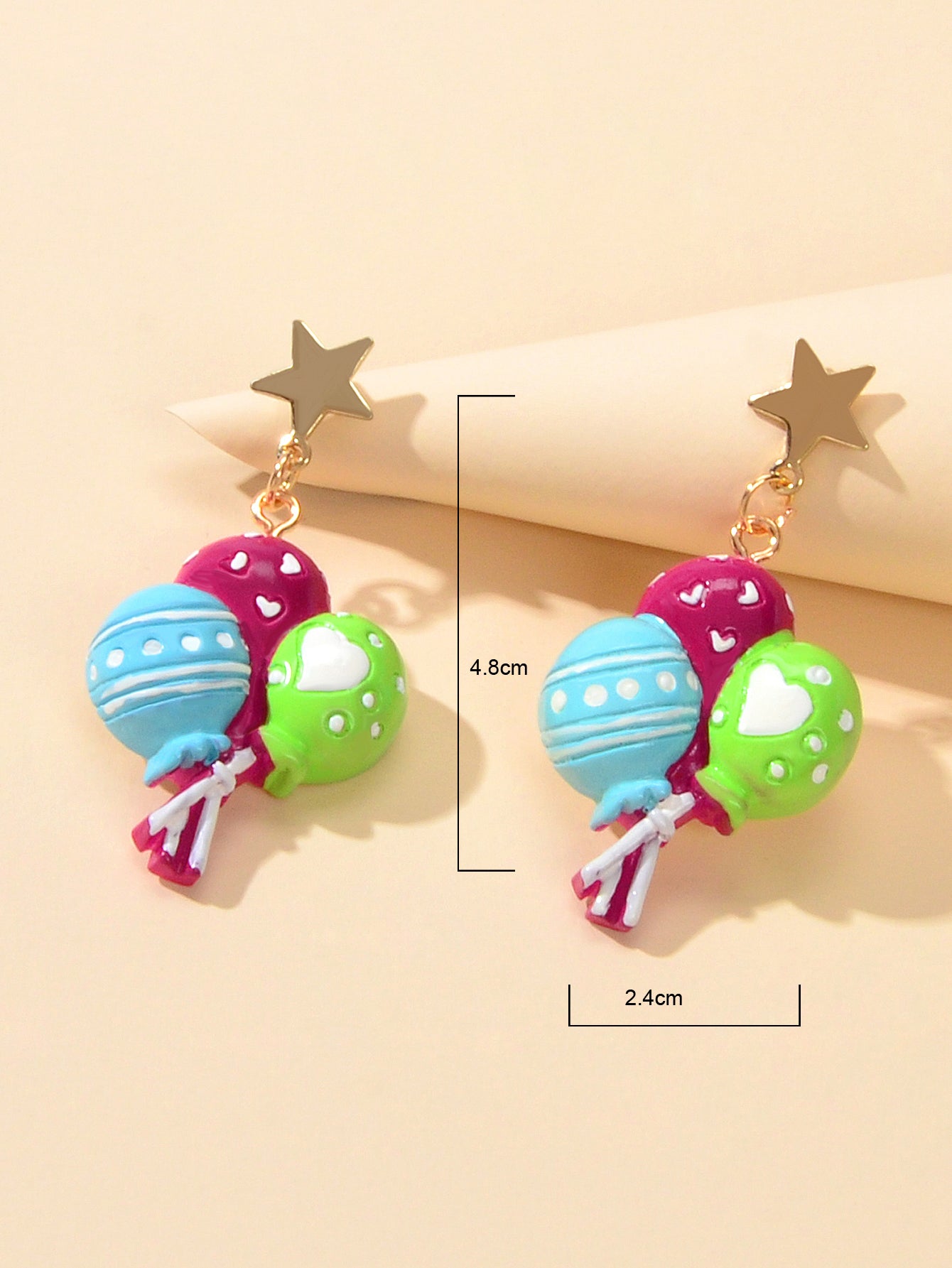 Personality Creative Colorful Resin Balloon Dangle Stud Gift Earrings for Women