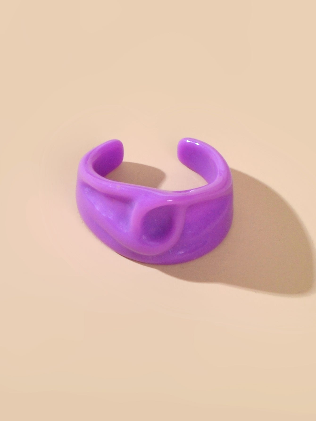 Chunky Purple Resin Irregular Geometric Finger Plastic Trendy Ring Band Women