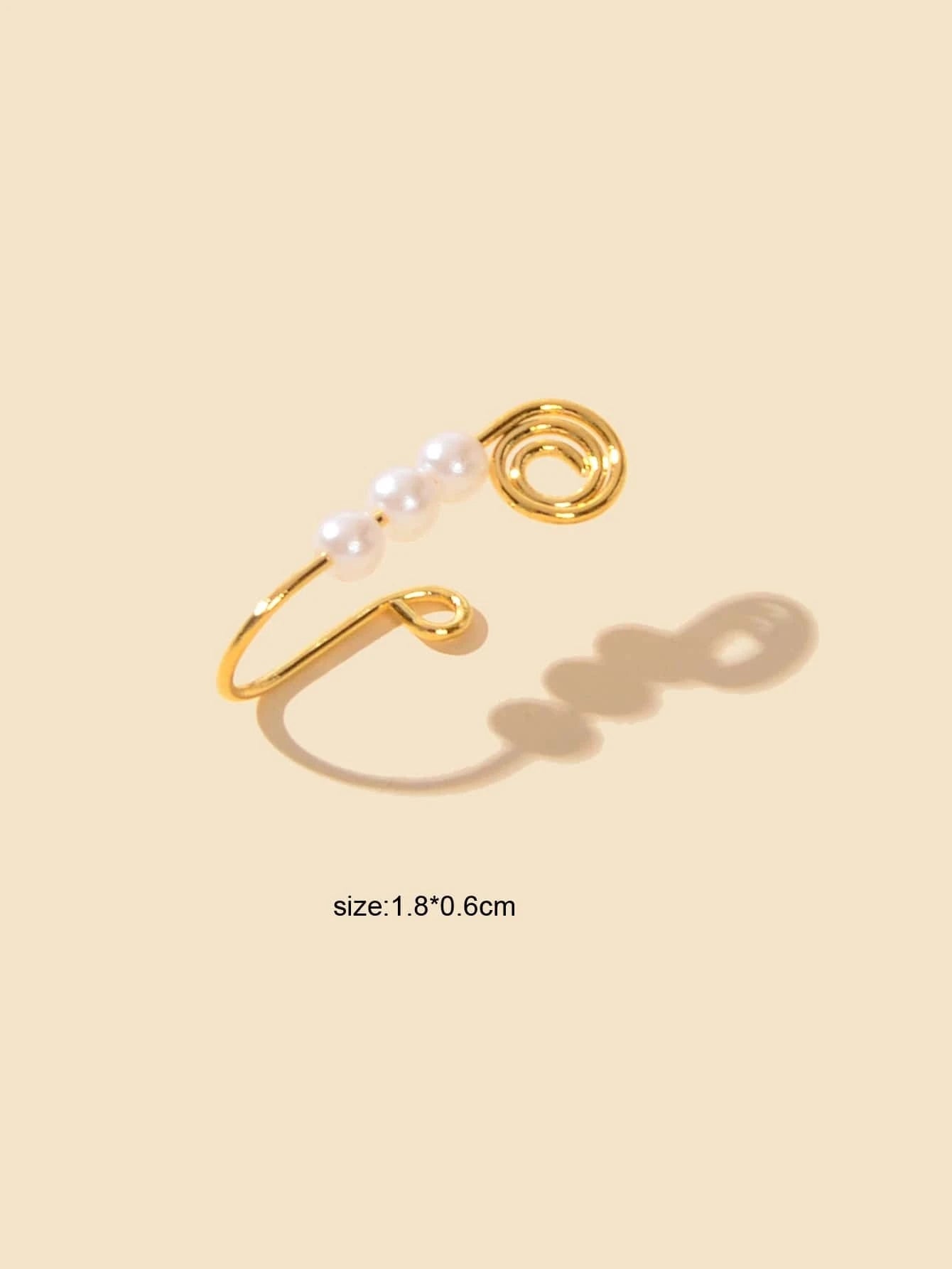 1pc Geometric Circle Pearl Fake Nose Ring Lip Nose Body Piercing Stud Jewellery