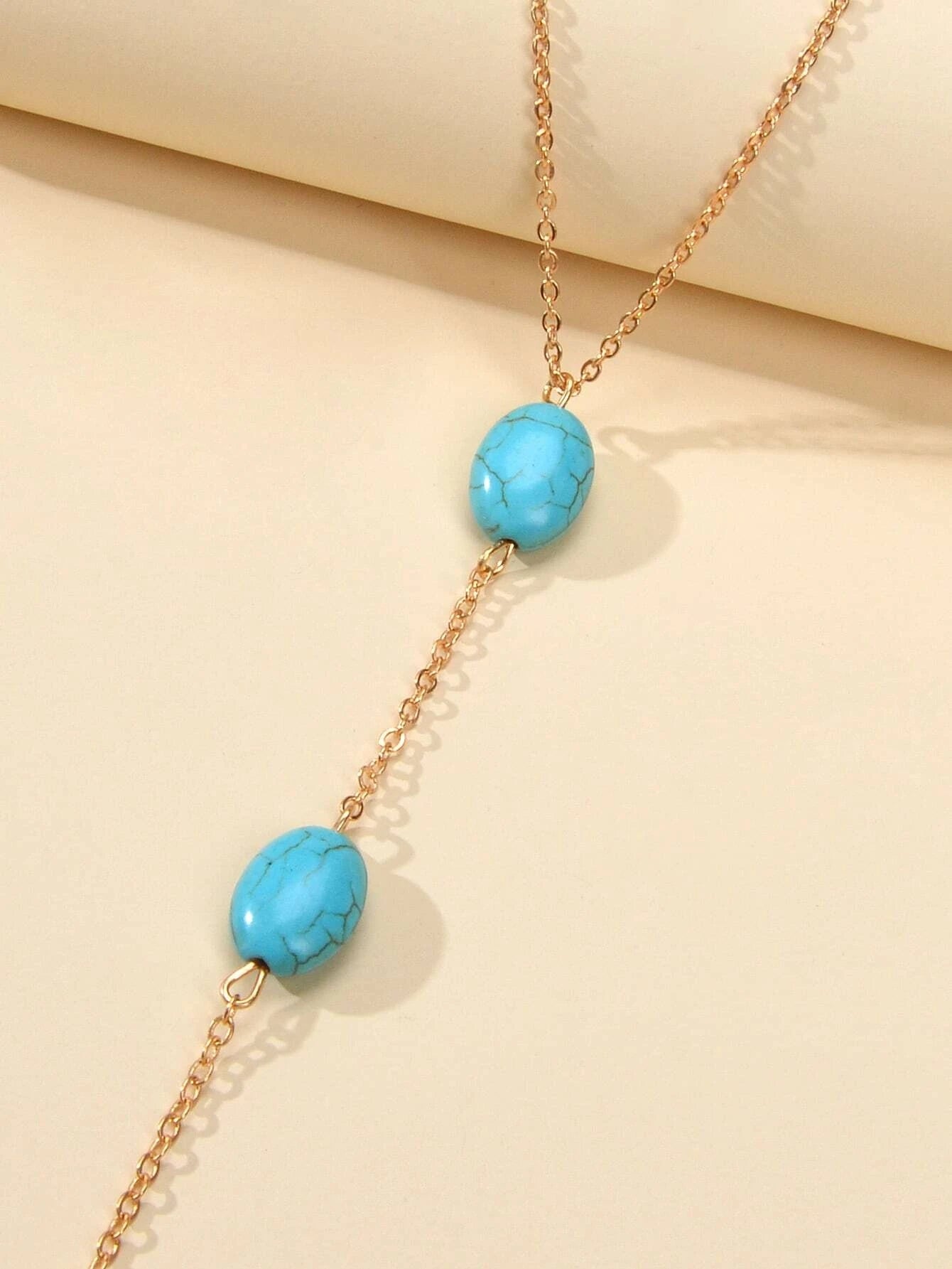 1 pc Bohemian Foot Beach Jewelry Gold Chain Turquoise Beads Anklet with Toe Ring