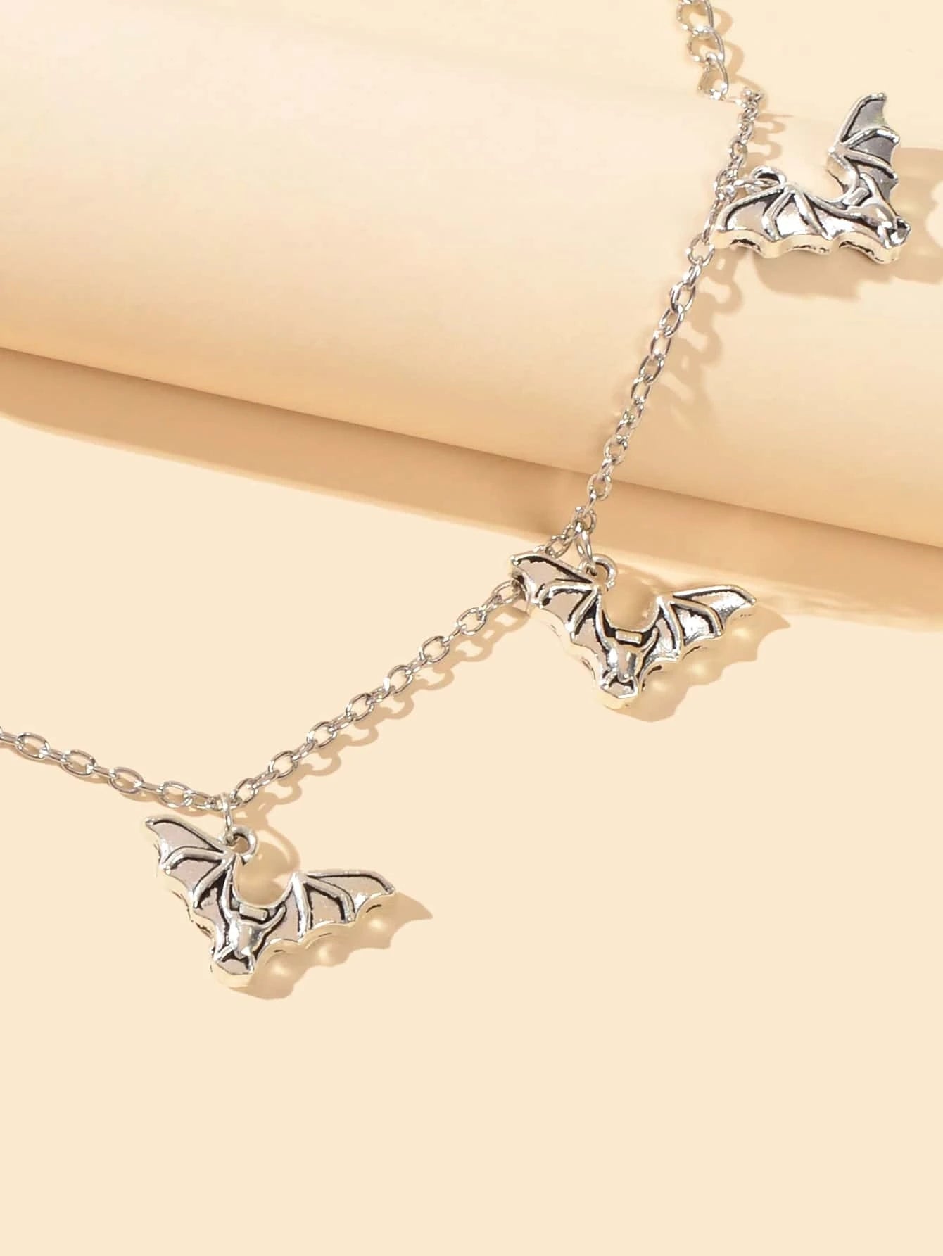 Foot Beach Jewellery Silver Chain Bat Charm Anklet Punk Bracelet Halloween Gift