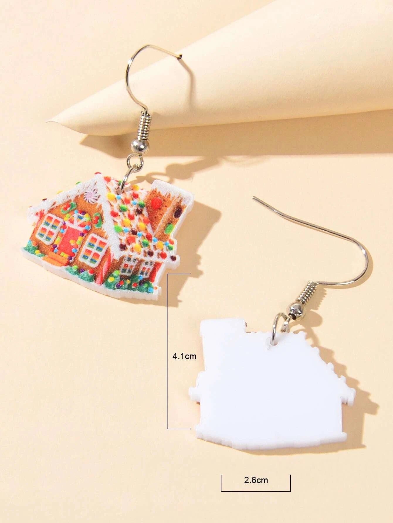 Colorful Christmas Jewellery Snow House Drop Dangle Earrings Party Festival Gift