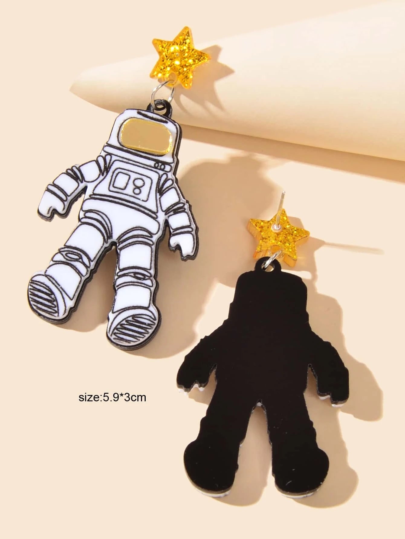 Creative Personality Accessories Resin Star Astronaut Statement Dangle Earrings