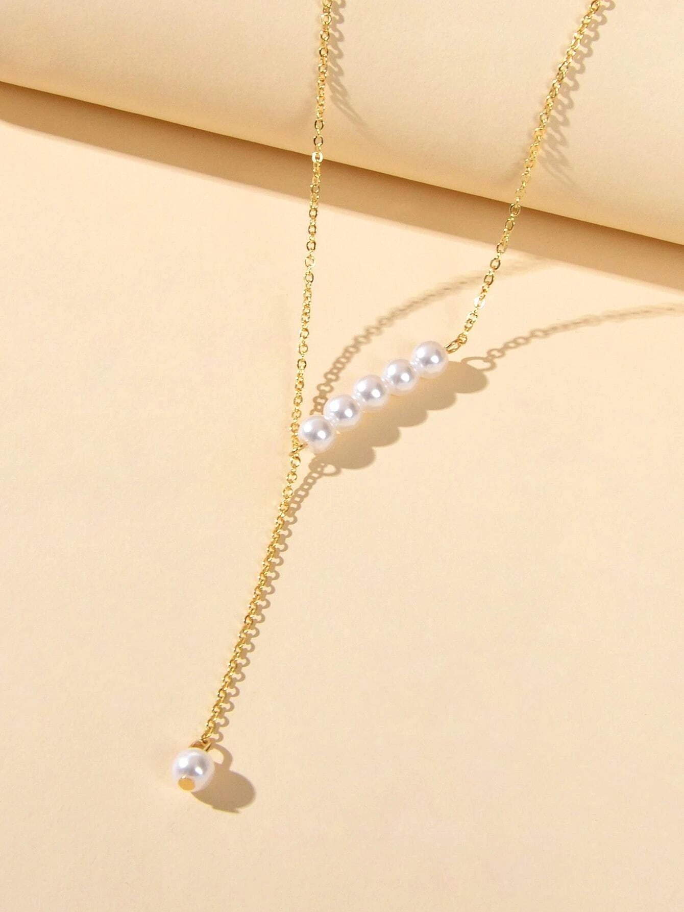 Luxurious jewellery Pearl Gold Silver Chain Y Shape Pendant Necklace Accessories