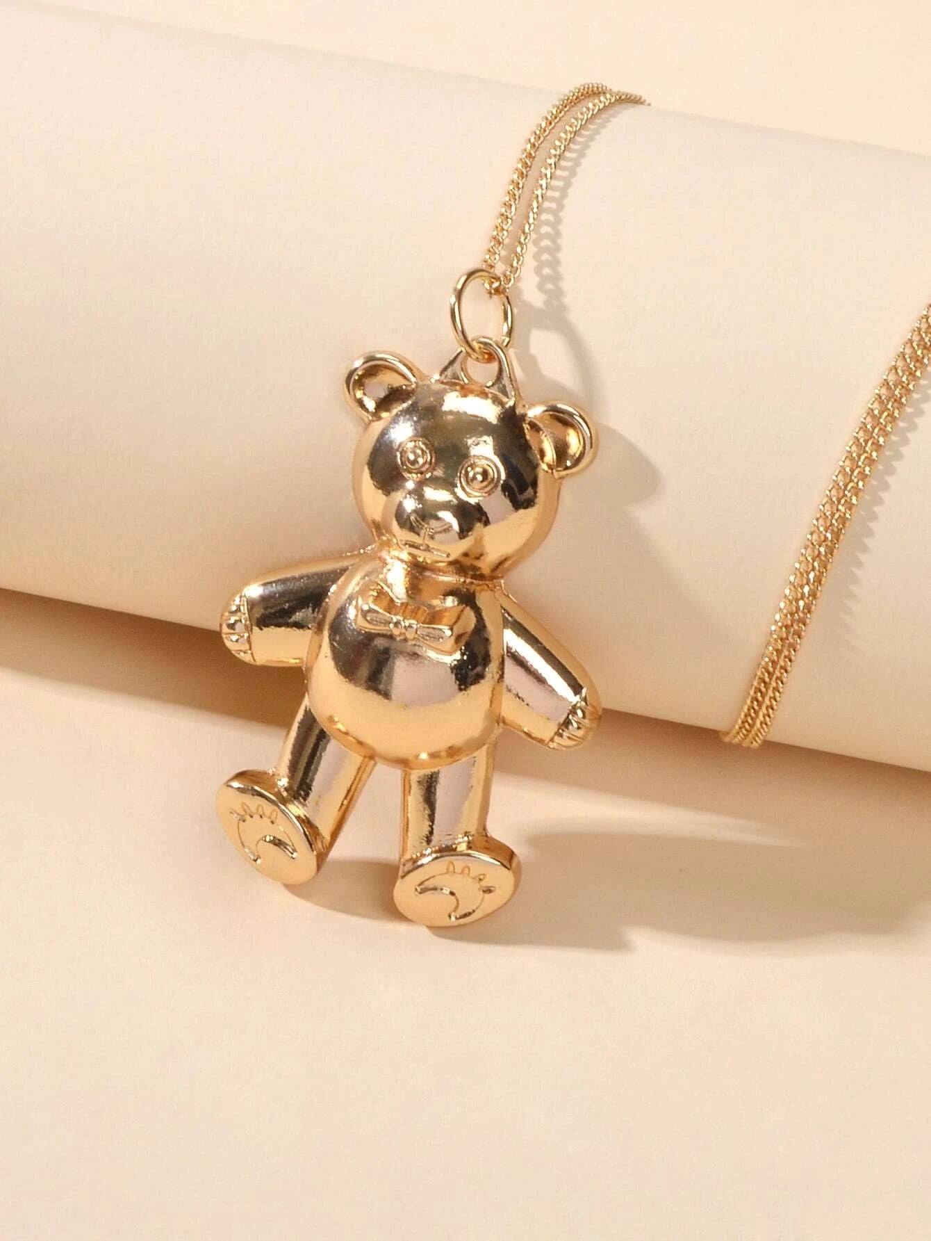 Fashion Jewelry Gold Silver Long Chain Lovely Bear Pendant Necklace Accessories