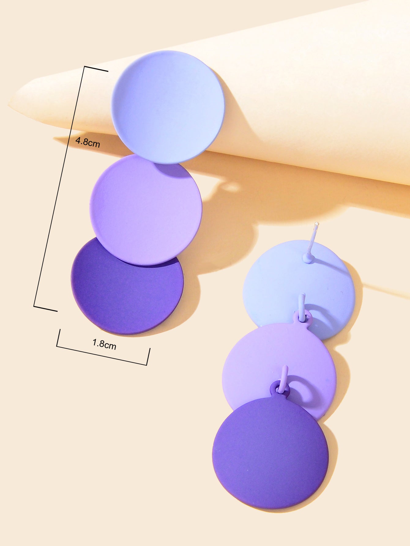 Gradient Purple Round Dangle Geometric Pierced Earrings Costume Party Jewellery