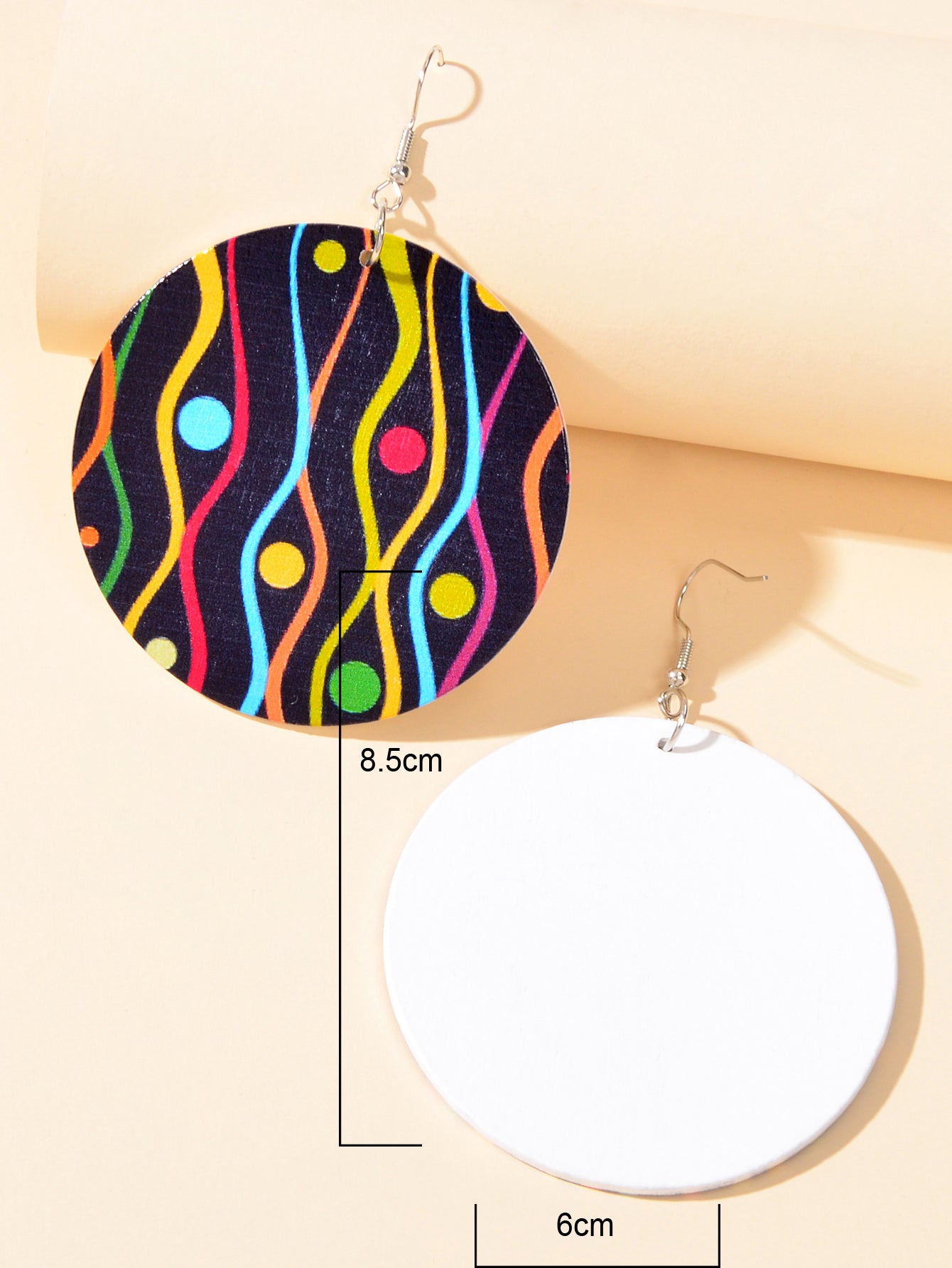 Stunning Woman's Wooden Bohemian Colourful Round Dangle Funky Statement Earrings